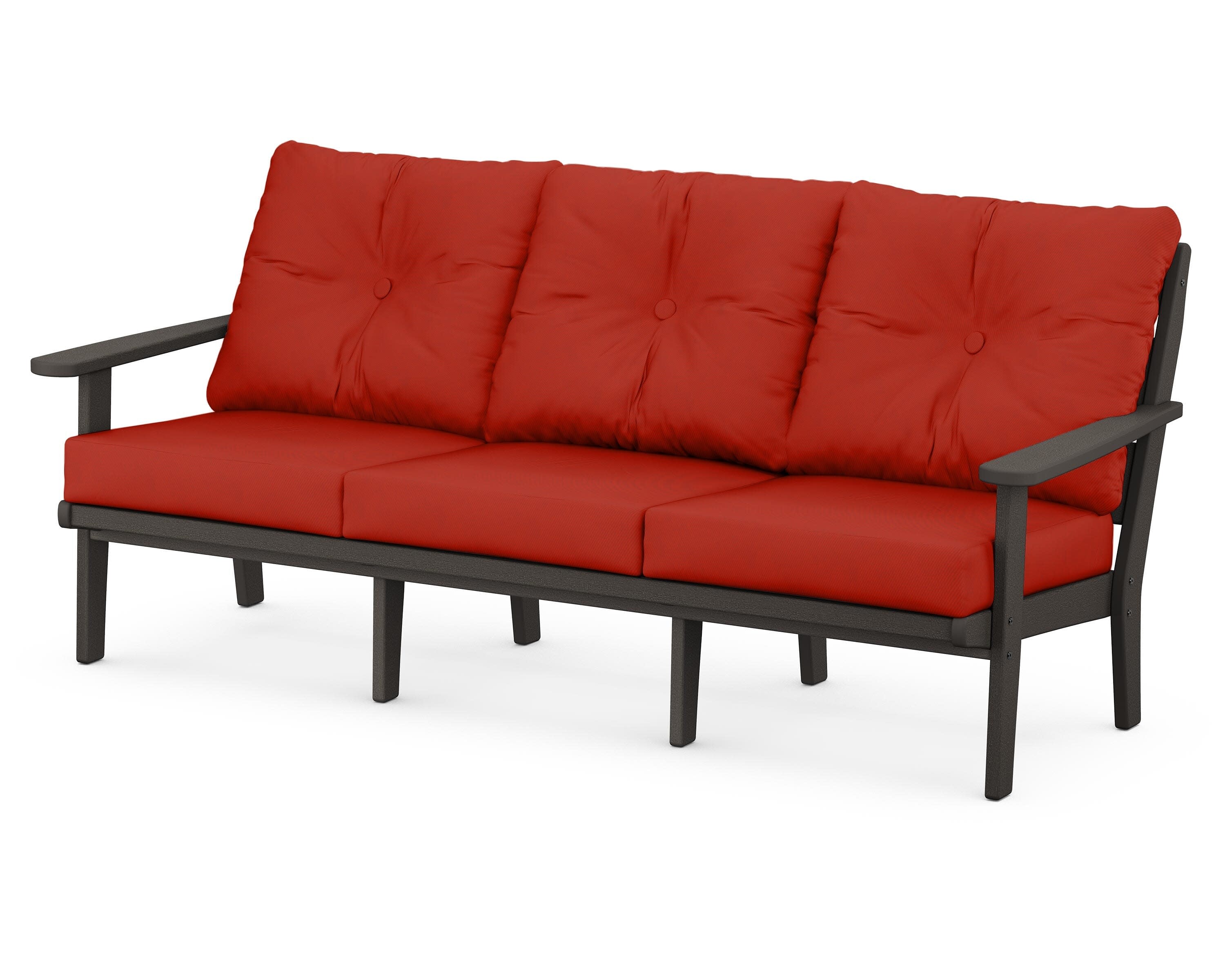 Lakeside Deep Seating Sofa in Vintage Coffee / Canvas Jockey Red