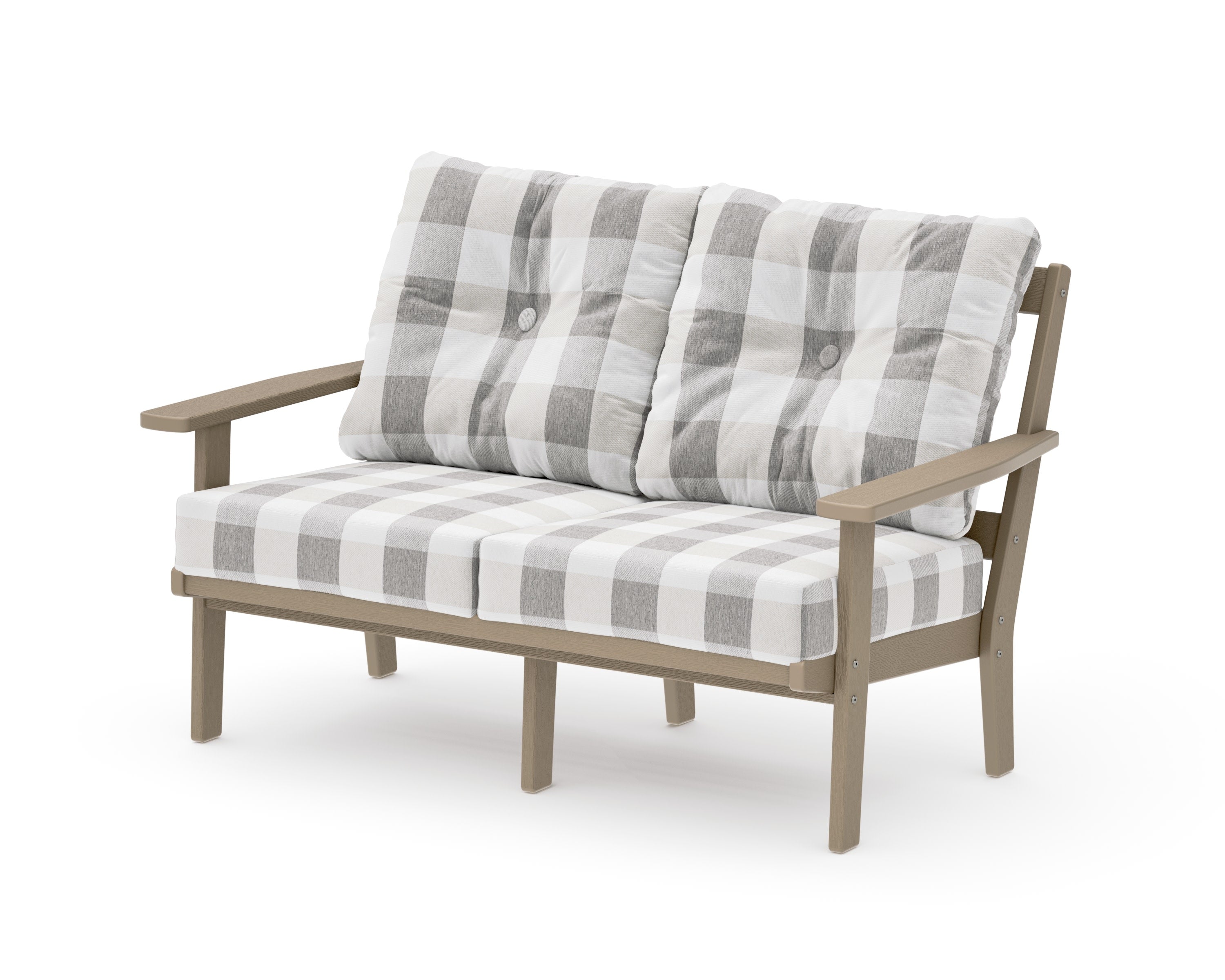Oxford Deep SeatingLoveseat in Vintage Sahara / Buffalo Plaid Grey Mist