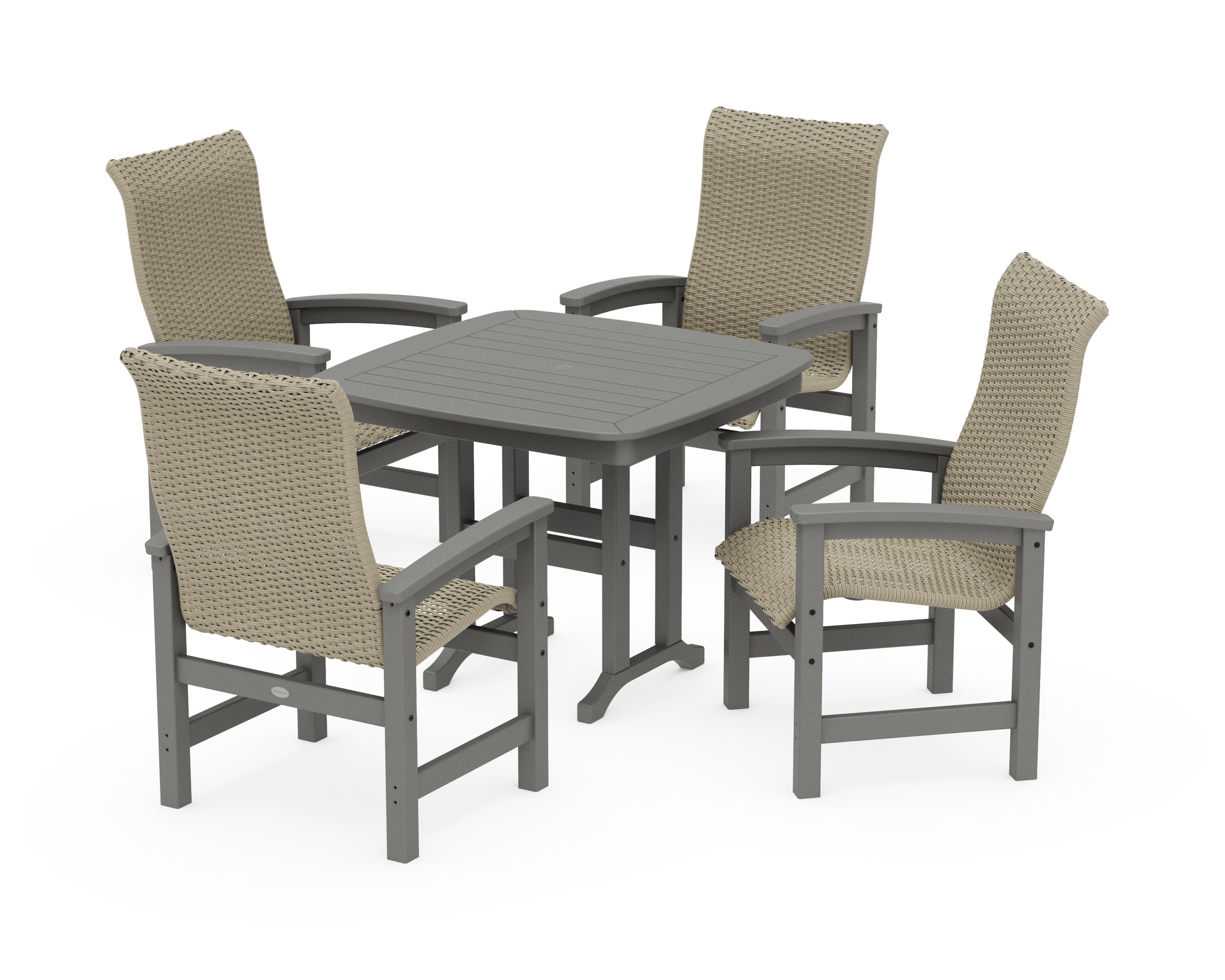 Coastal Woven High-Back 5-Piece Dining Set