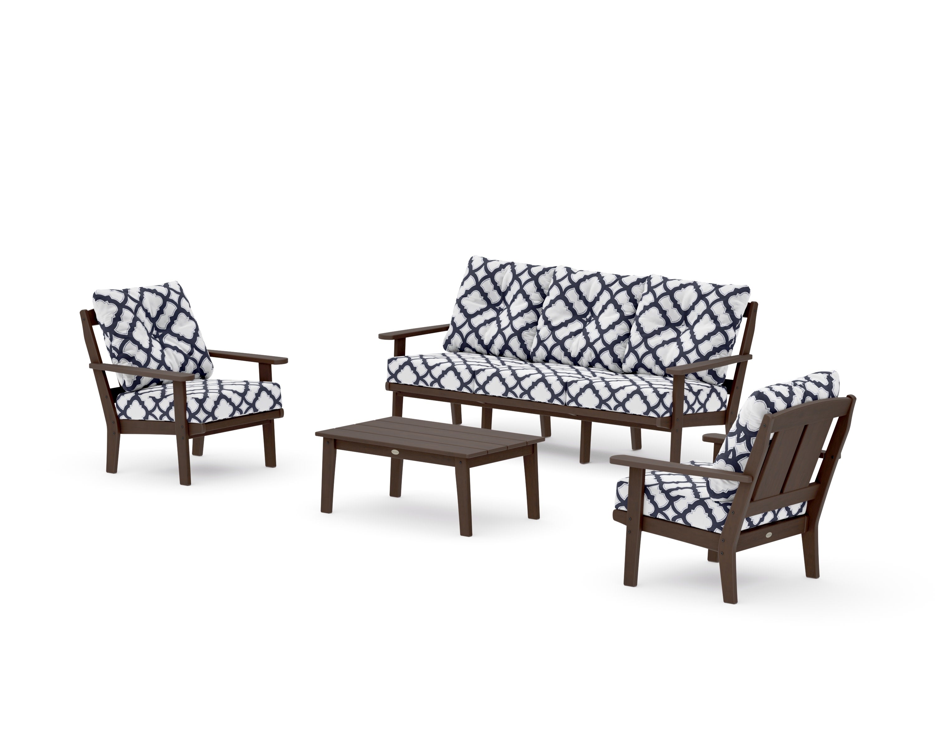 Mission 4-Piece Deep Seating Set with Sofa in Kona / Trellis Navy