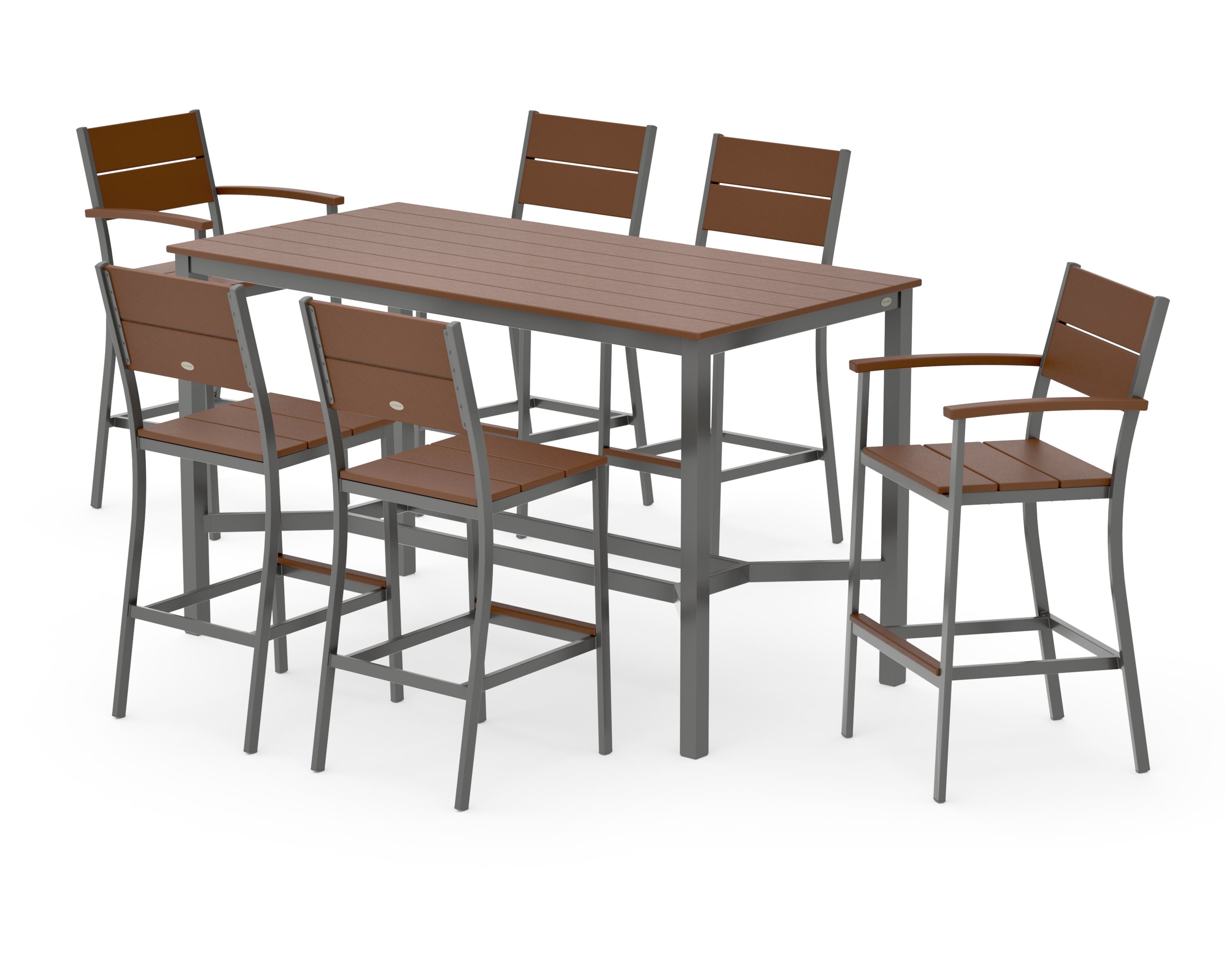 Main Street 7-Piece Bar Set in Charcoal / Teak