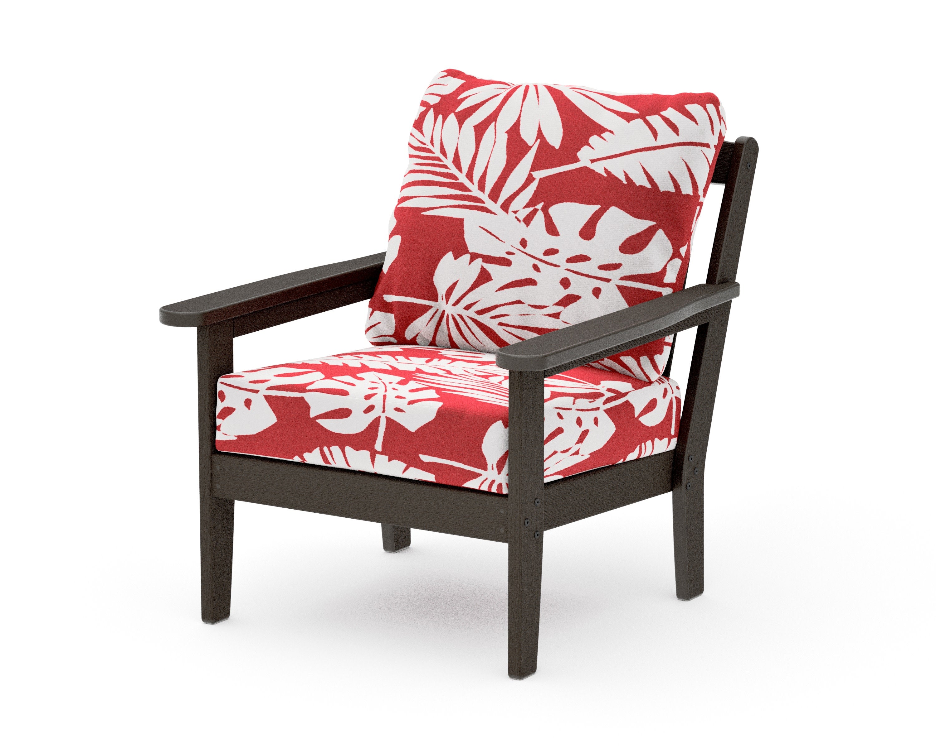 Cottage Deep Seating Chair in Vintage Coffee / Leaf Crimson