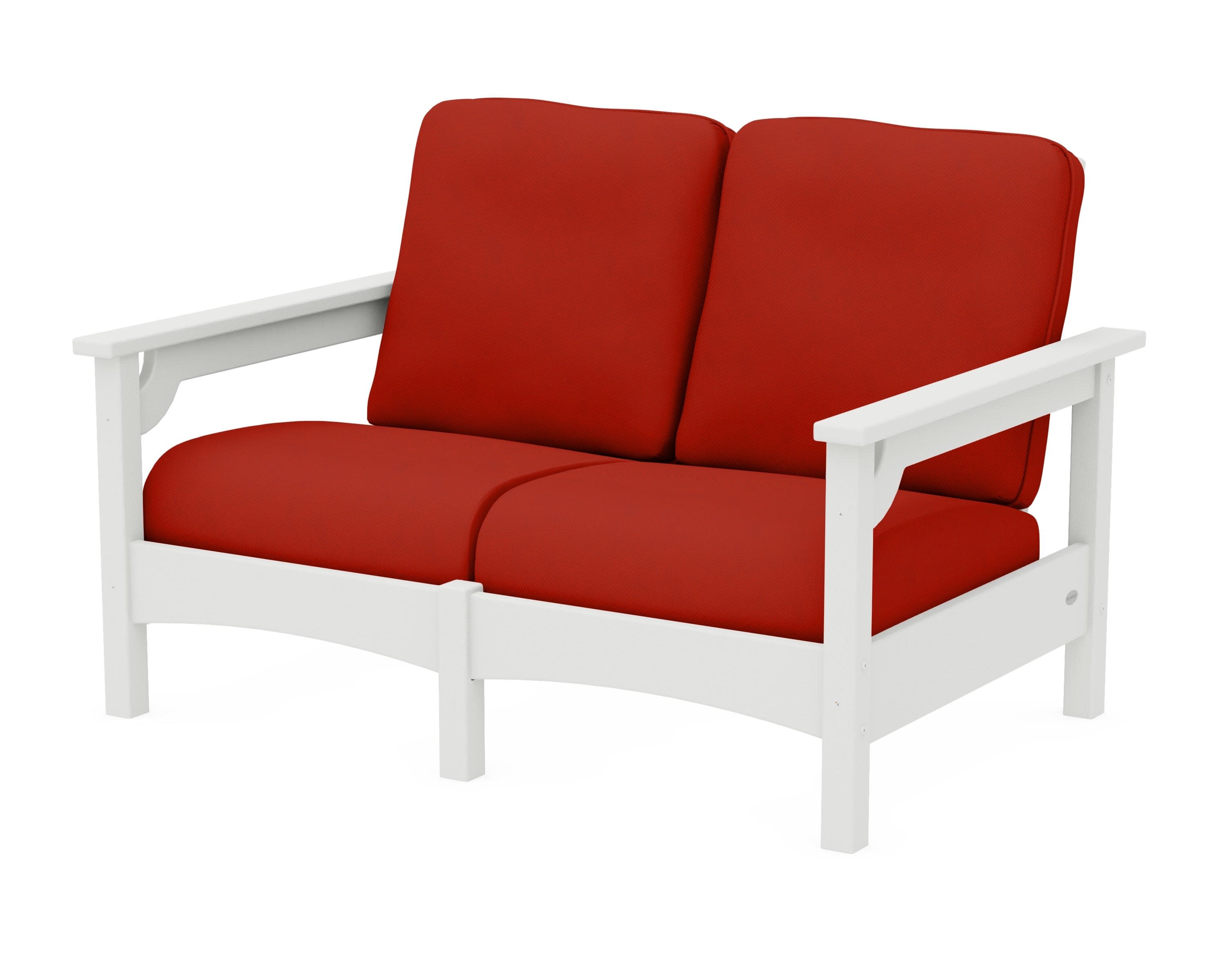 Club Loveseat in Vintage White / Canvas Jockey Red