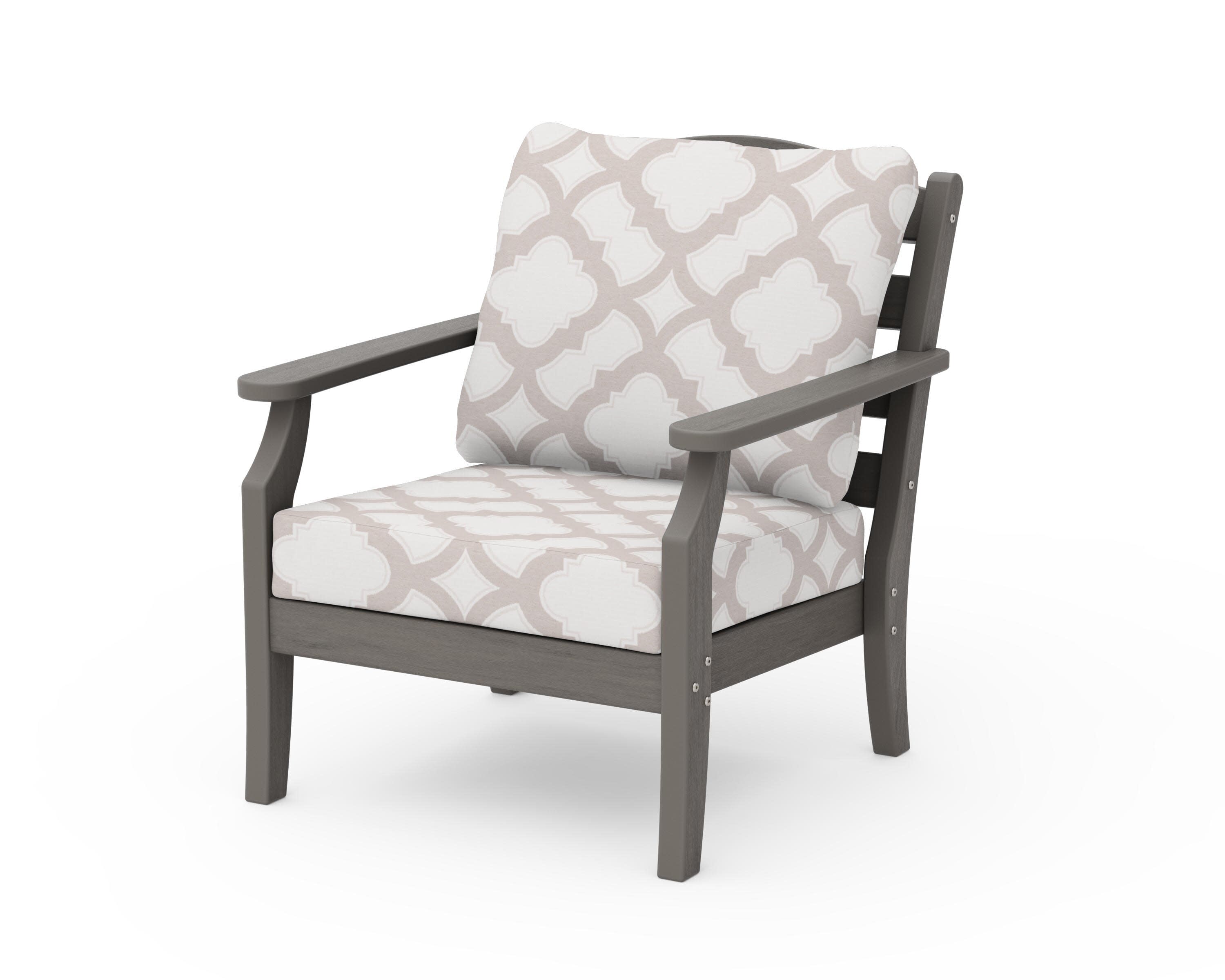Savannah Deep Seating Chair in Driftwood / Trellis Dune Burlap