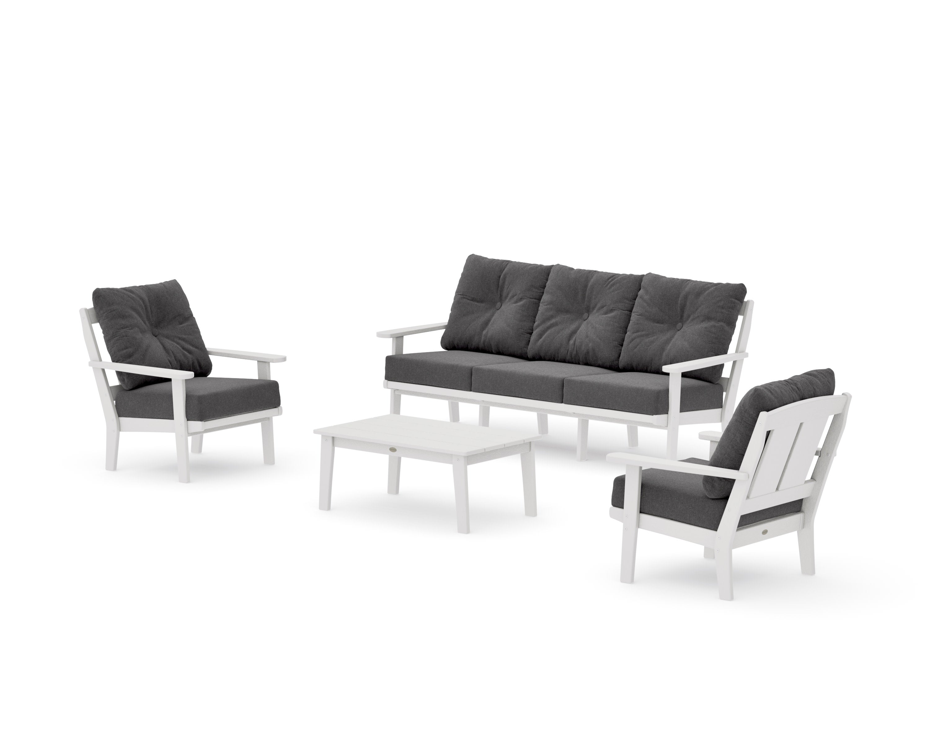 Mission 4-Piece Deep Seating Set with Sofa in Vintage White / Ash Charcoal