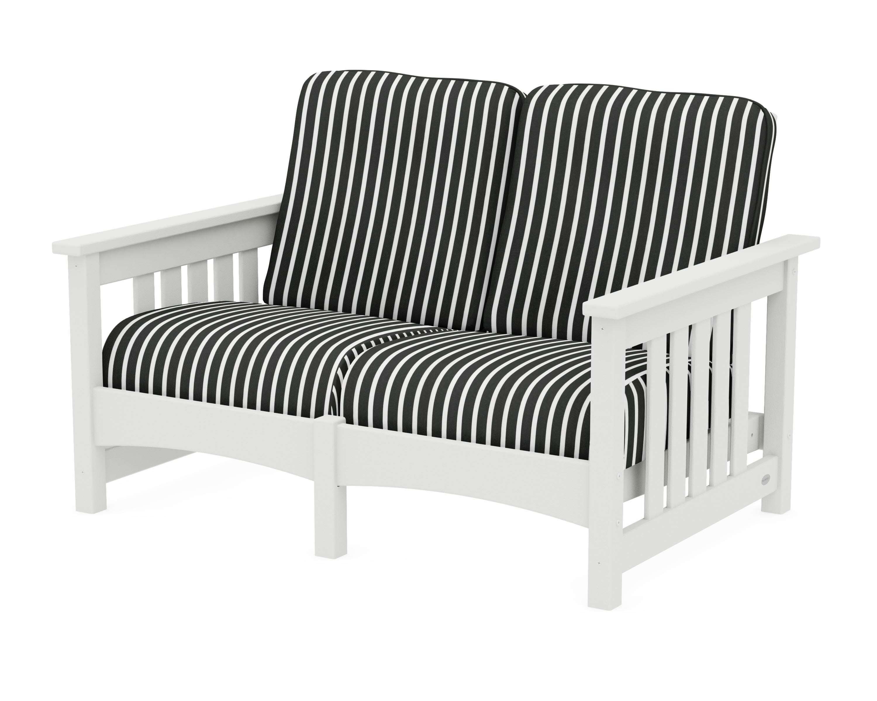 Club Mission Loveseat in Vintage White / Shore Classic