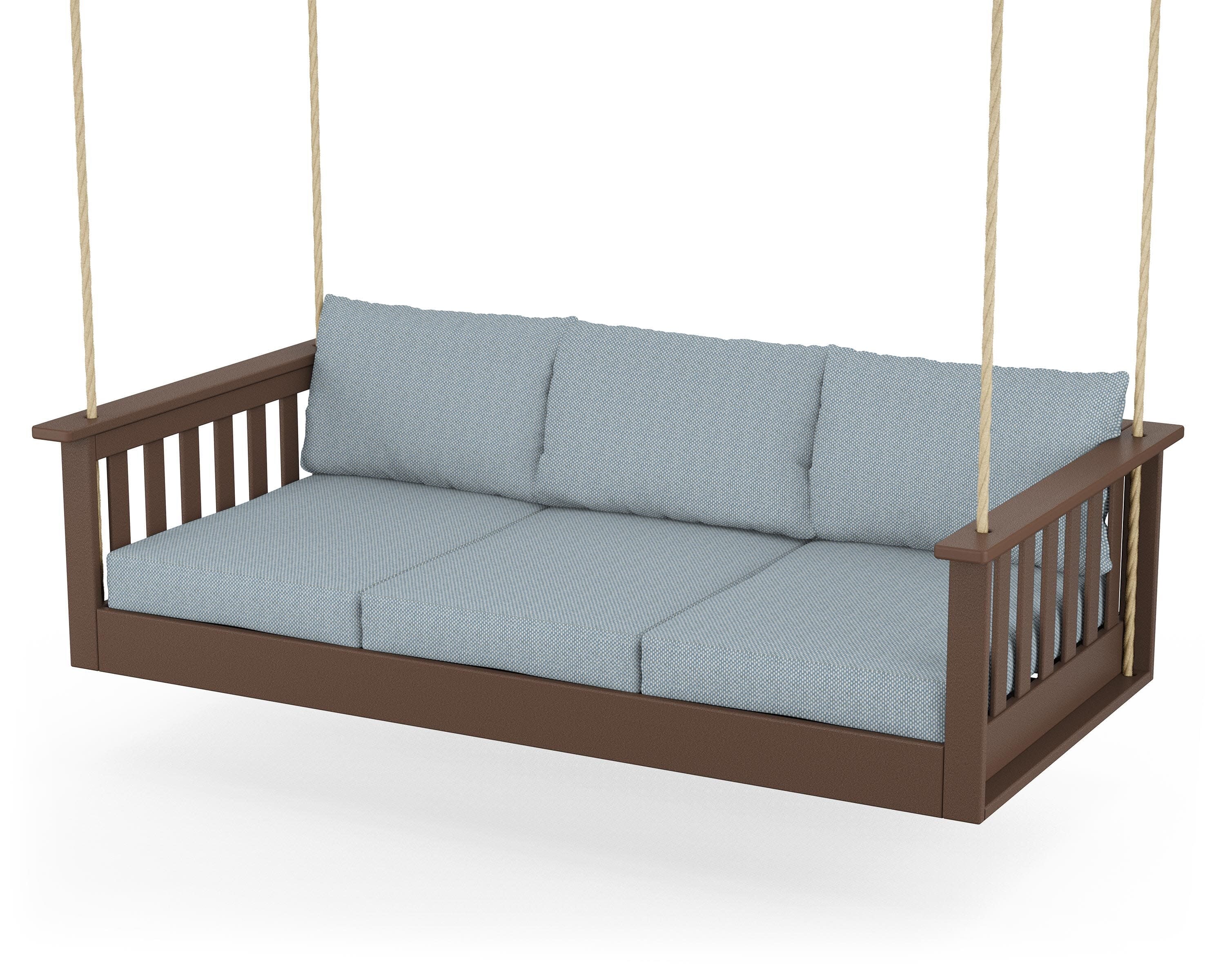Vineyard Daybed Swing in Mahogany / Exhale Sky