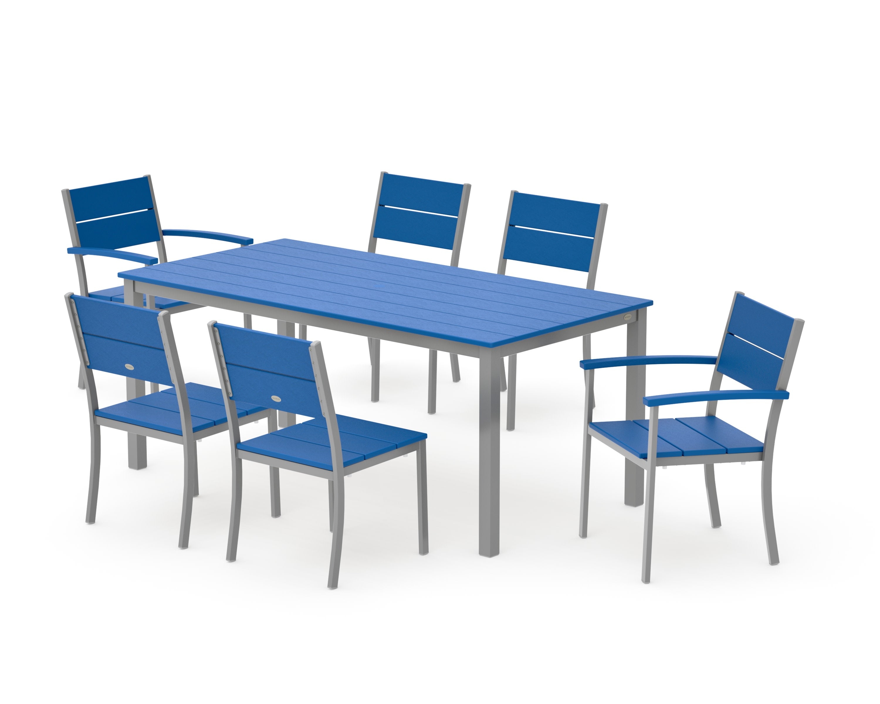 Main Street 7-Piece Dining Set in Silver / Pacific Blue