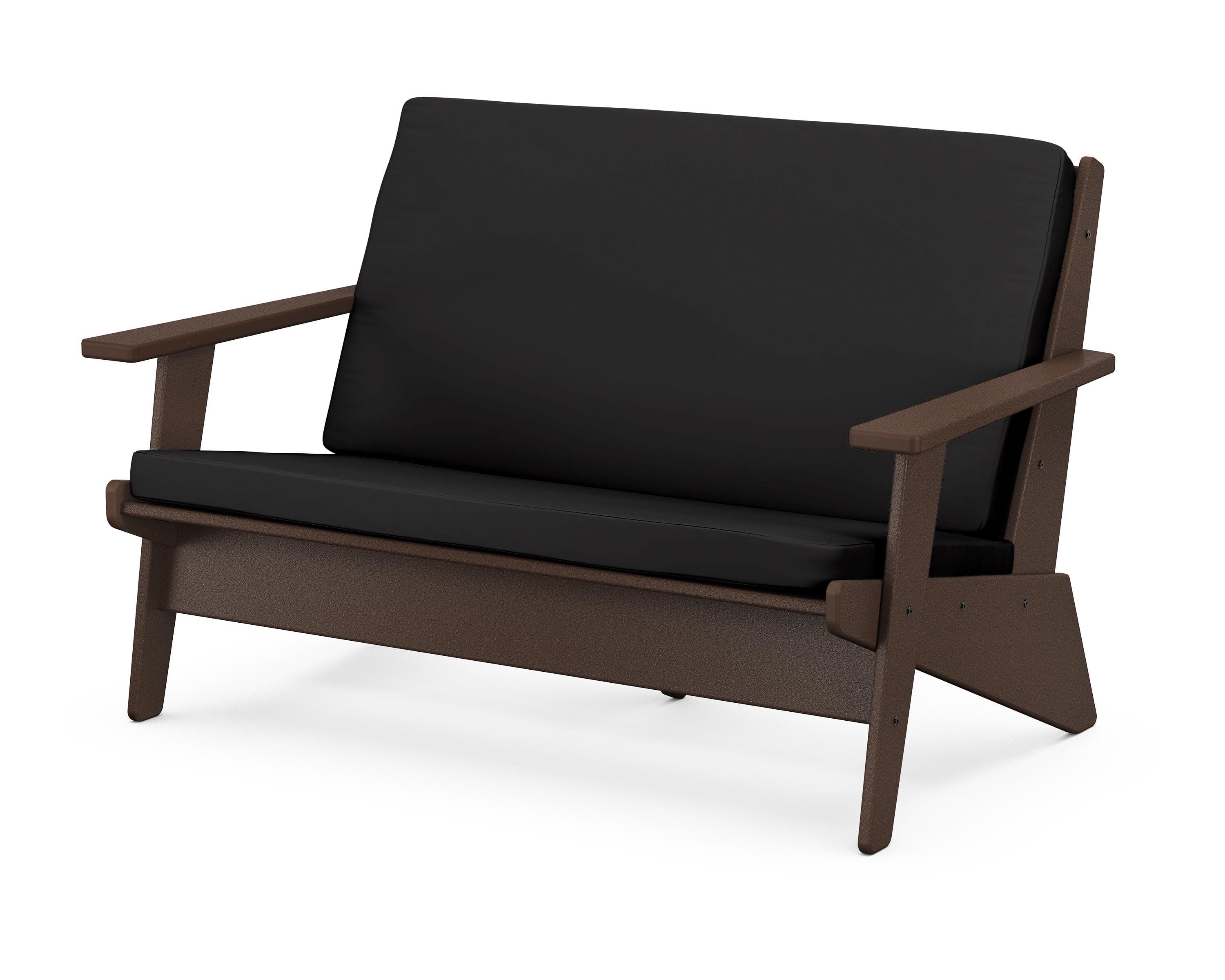 Riviera Modern Lounge Loveseat in Mahogany / Canvas Black