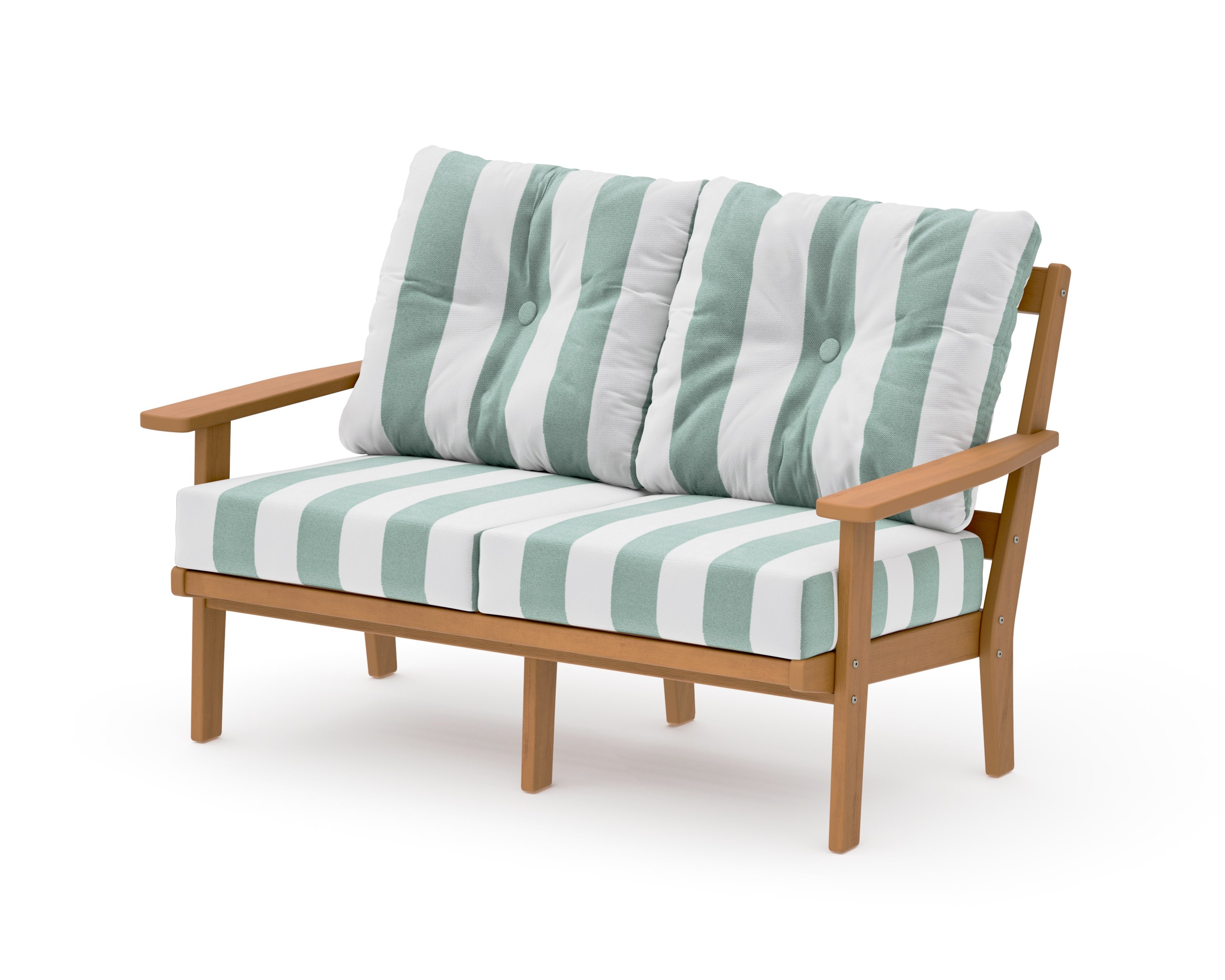Prairie Deep SeatingLoveseat in Natural / Cabana Stripe Glacier Spa