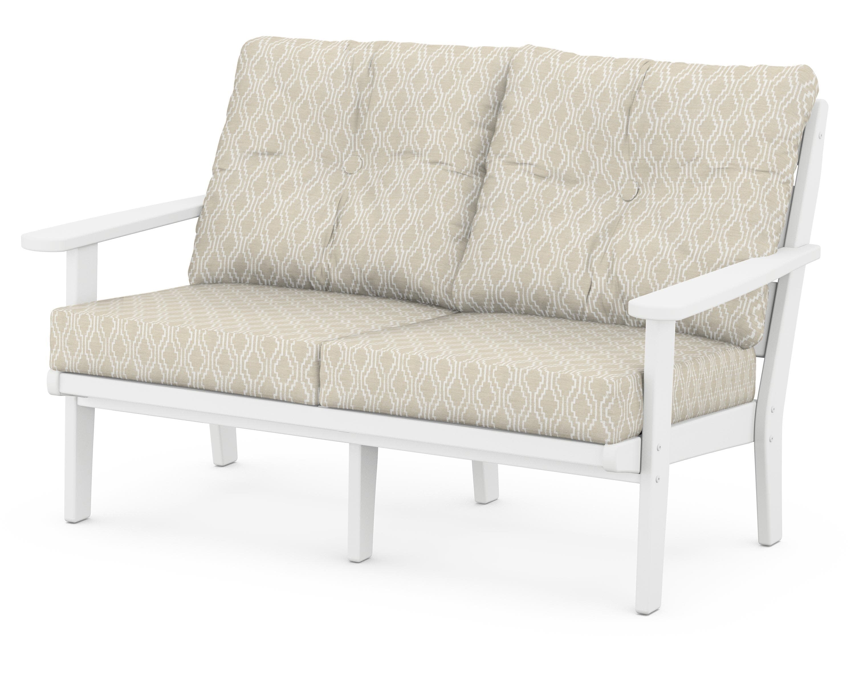 Lakeside Deep Seating Loveseat in White / Solve Linen