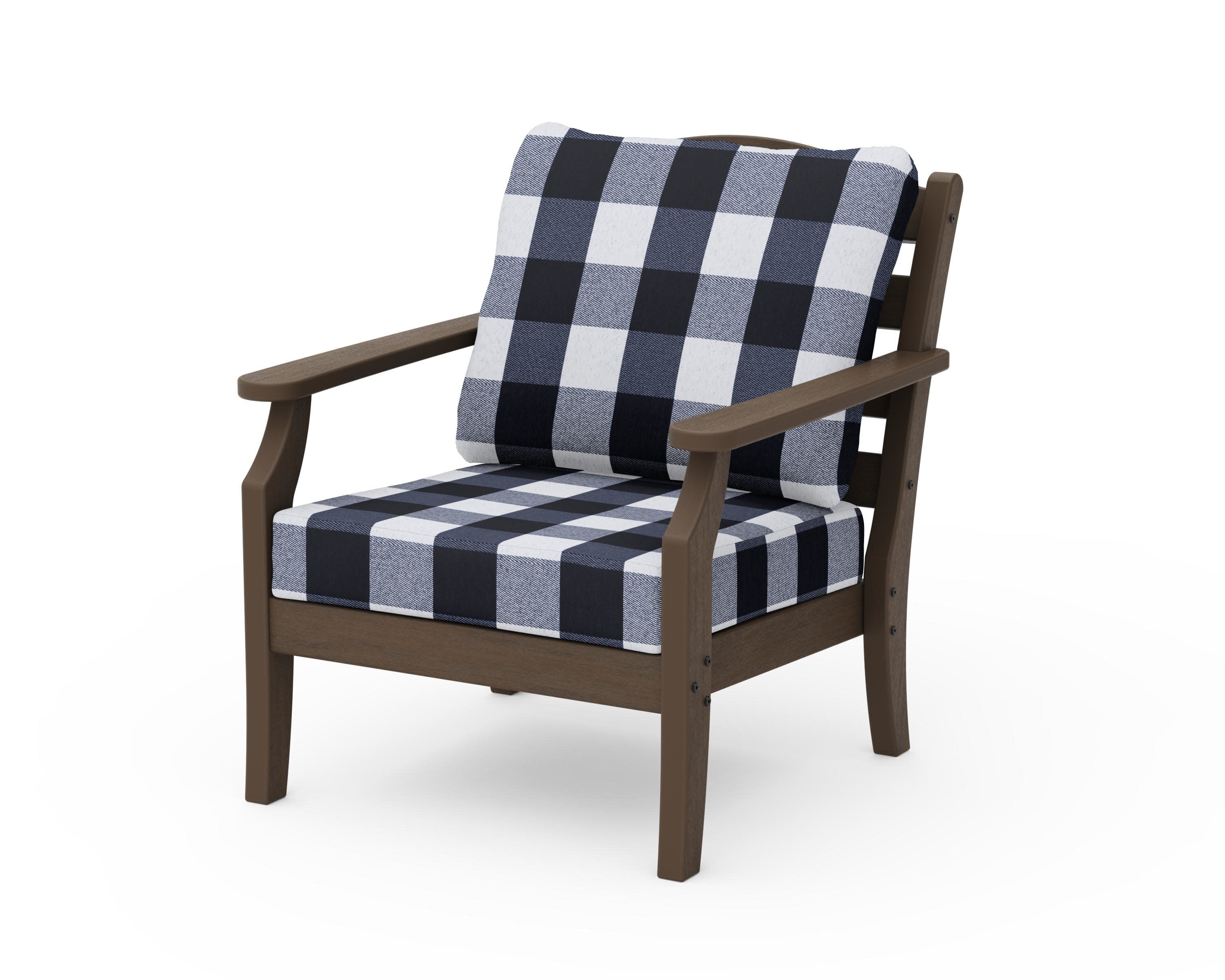 Savannah Deep Seating Chair in Kona / Buffalo Plaid Marine Indigo