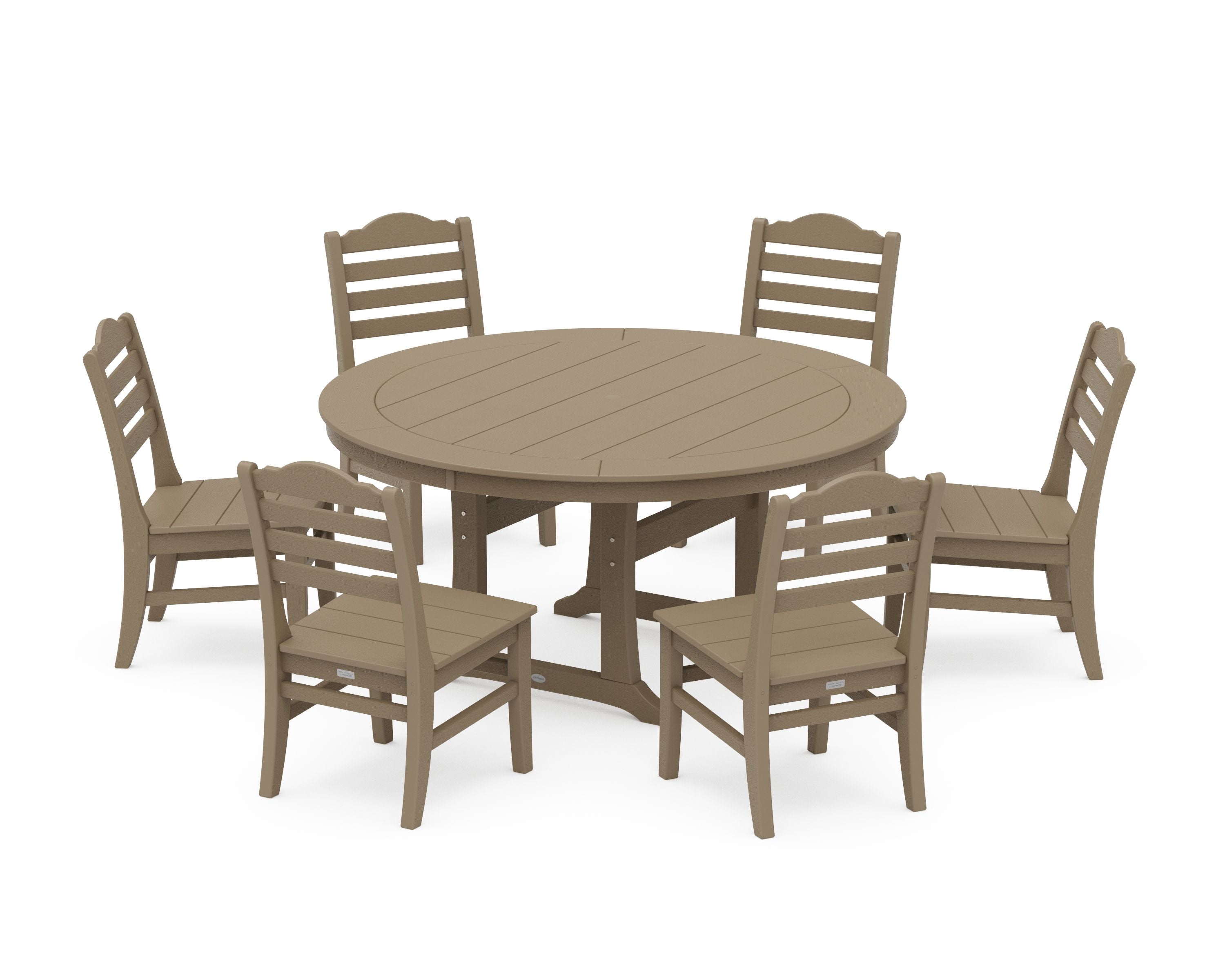 Savannah 7-Piece Side Chair Round Dining Set in Vintage Sahara