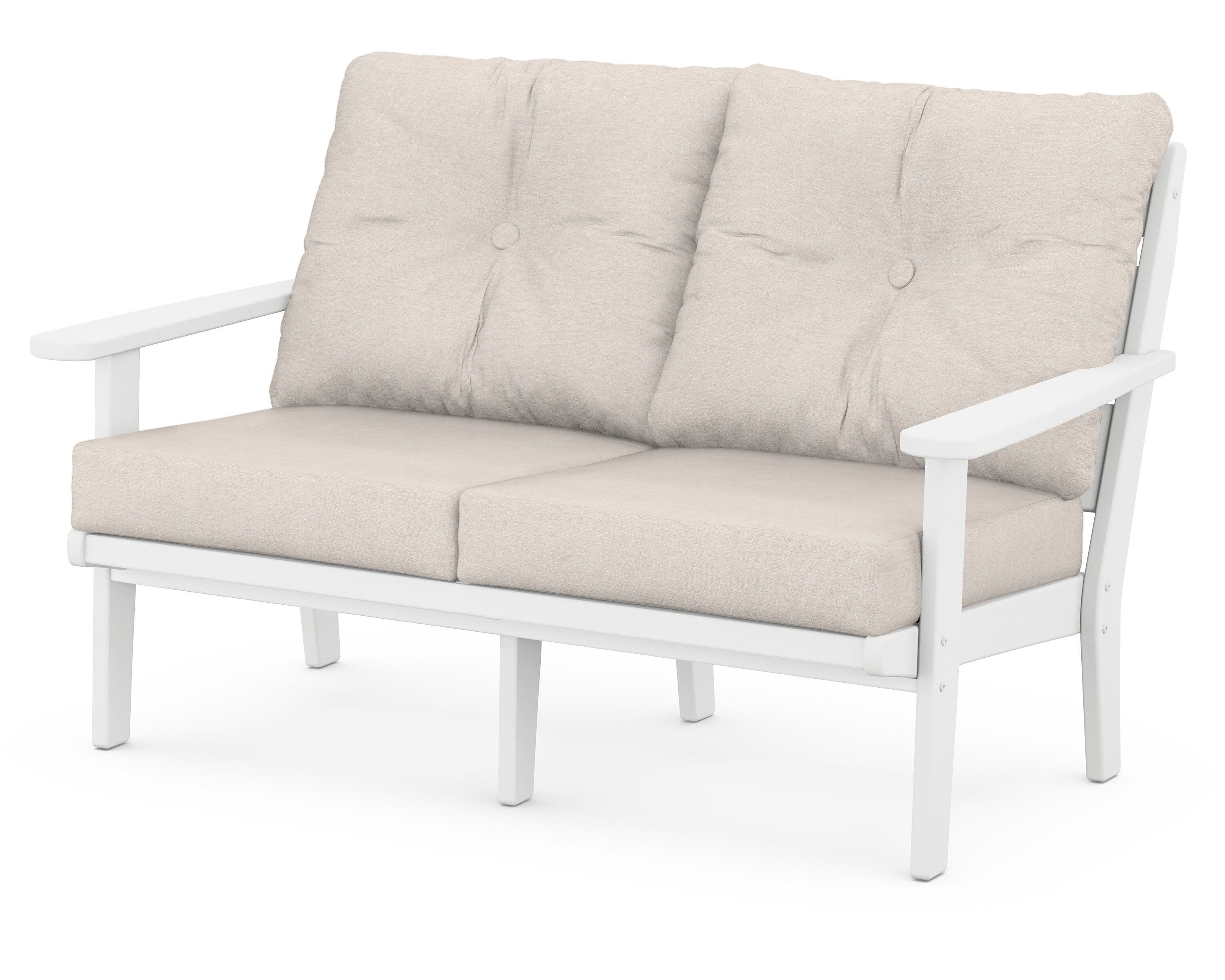 Lakeside Deep Seating Loveseat in White / Nuance Cloud