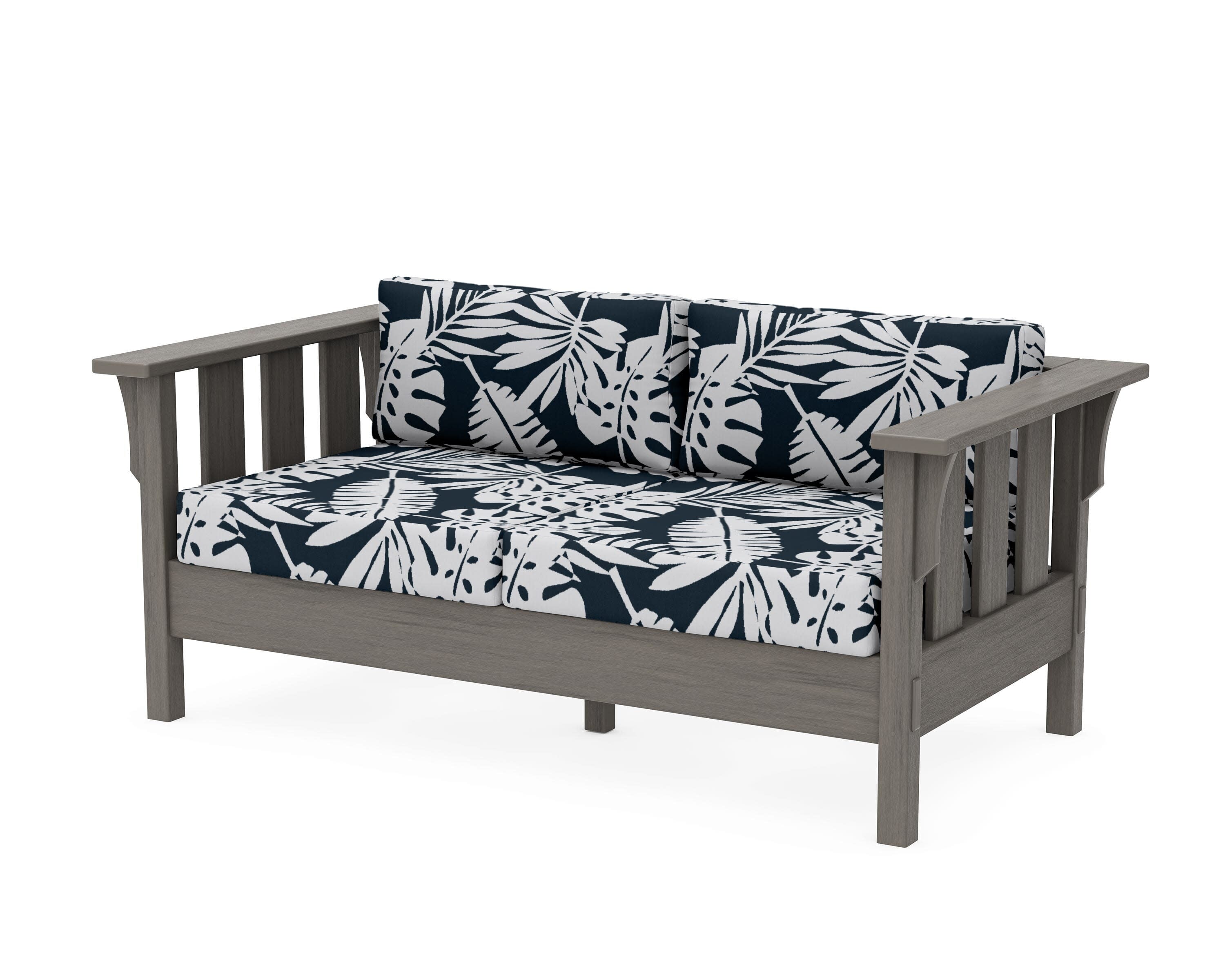 Acadia Deep Seating Loveseat in Driftwood / Leaf Marine Indigo