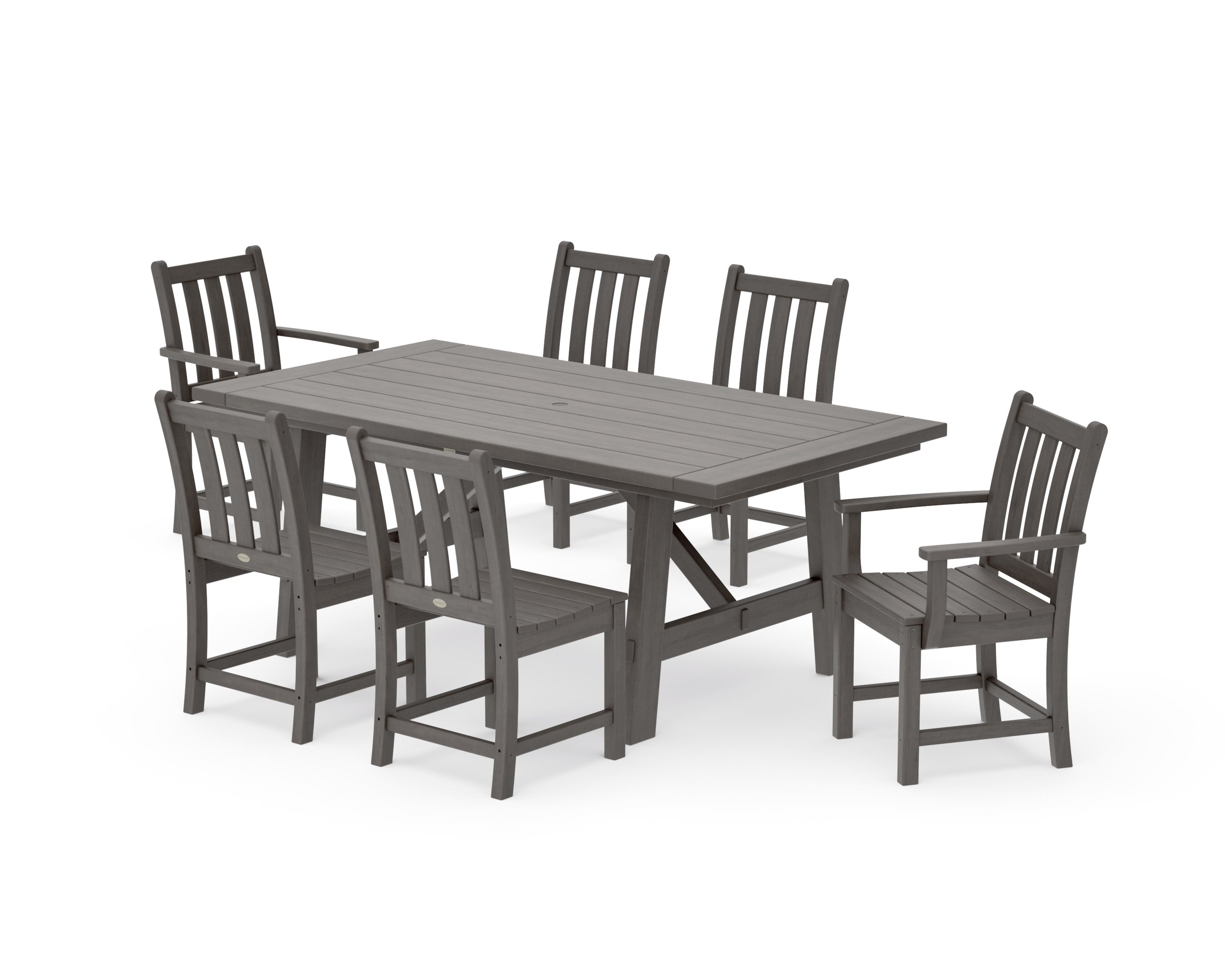 Traditional Garden 7-Piece Rustic Farmhouse Dining Set in Driftwood