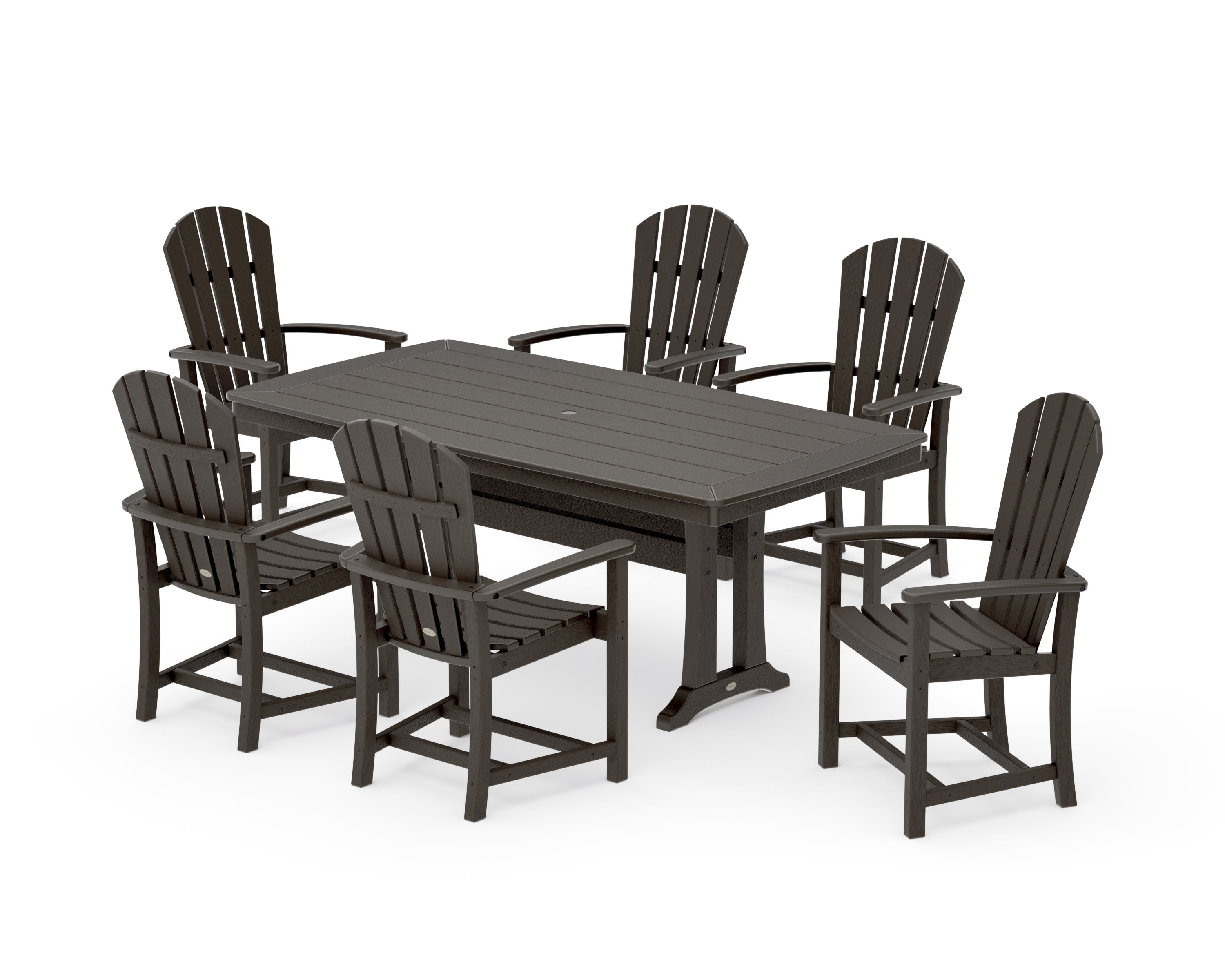 Palm Coast 7-Piece Dining Set with Trestle Legs in Vintage Coffee