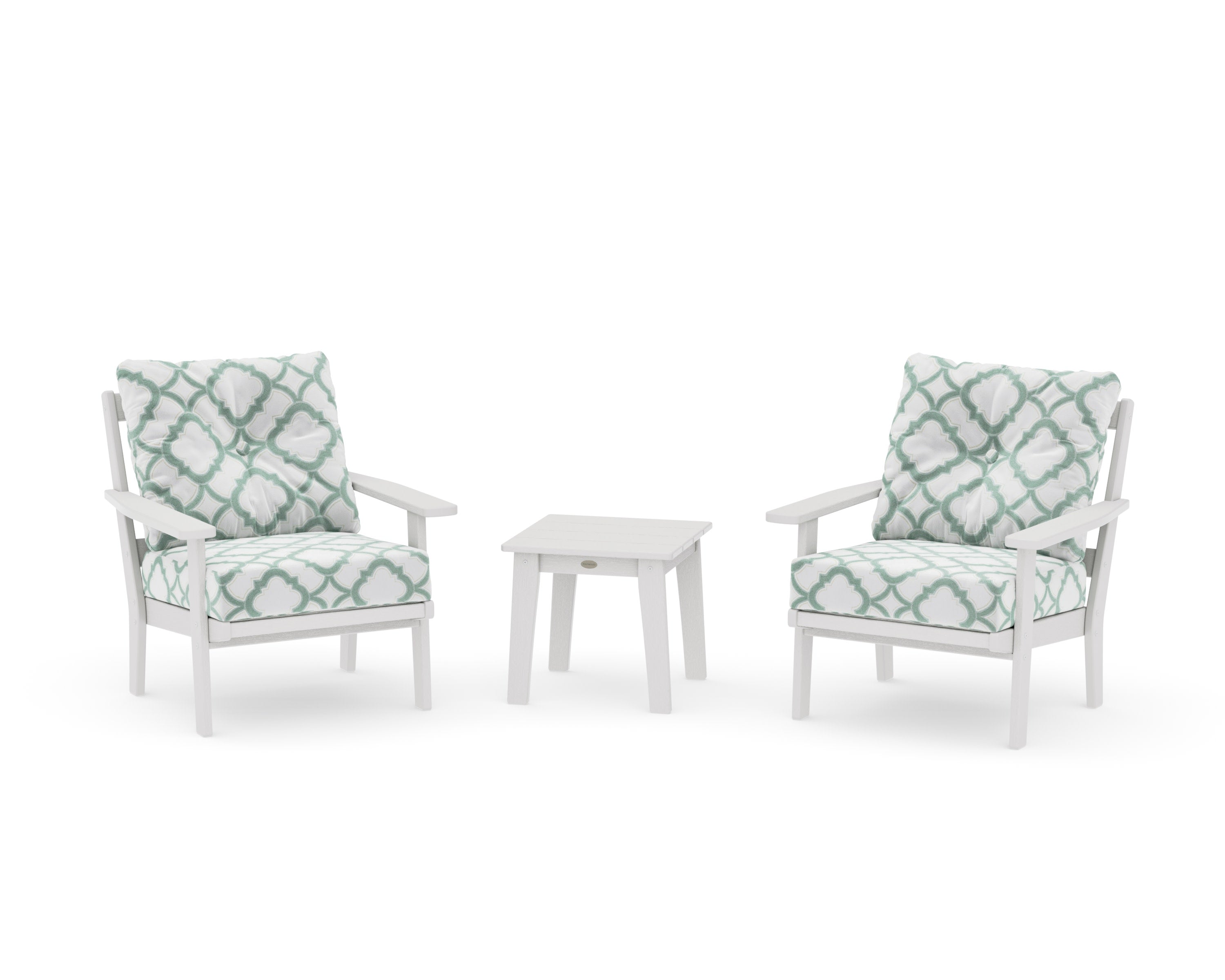 Prairie 3-Piece Deep Seating Set in Vintage White / Trellis Glacier Spa