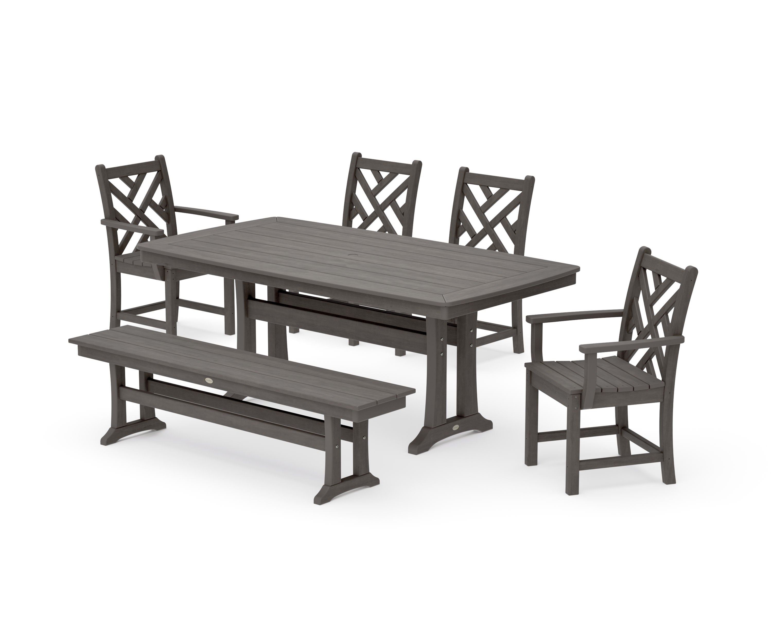 Chippendale 6-Piece Dining Set with Trestle Legs in Driftwood