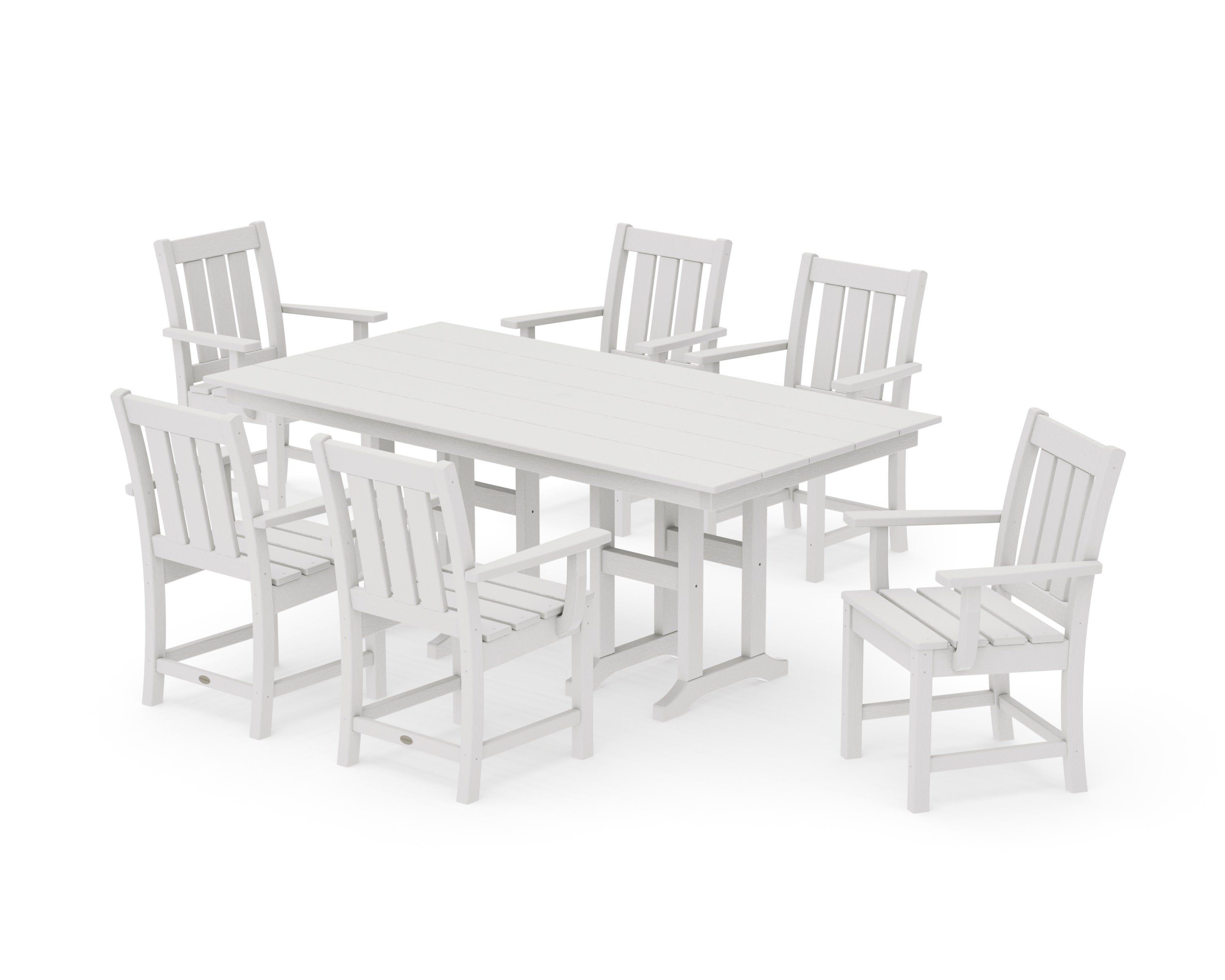 Oxford Arm Chair 7-Piece Farmhouse Dining Set in Vintage White
