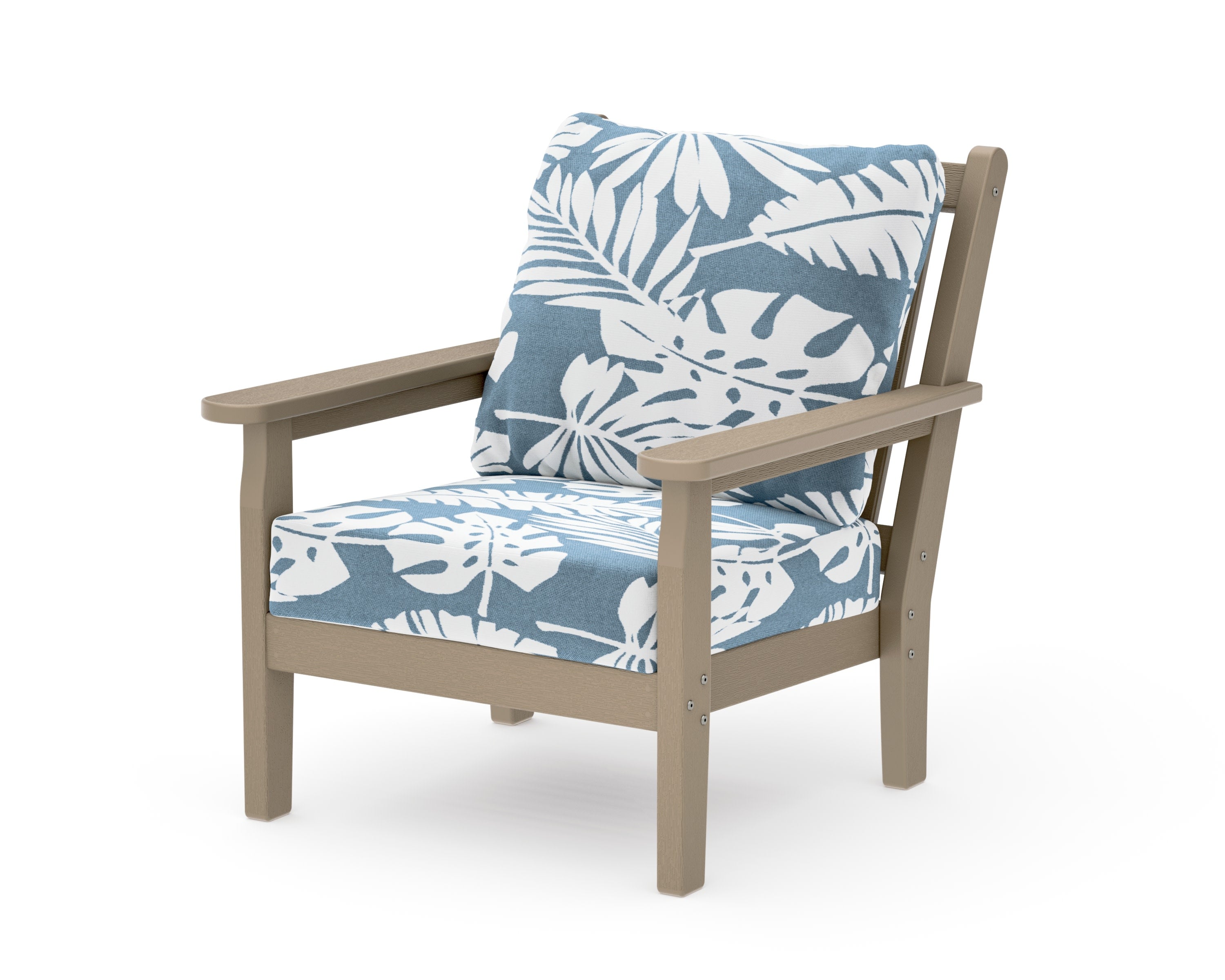 Chippendale Deep Seating Chair in Vintage Sahara / Leaf Sky Blue