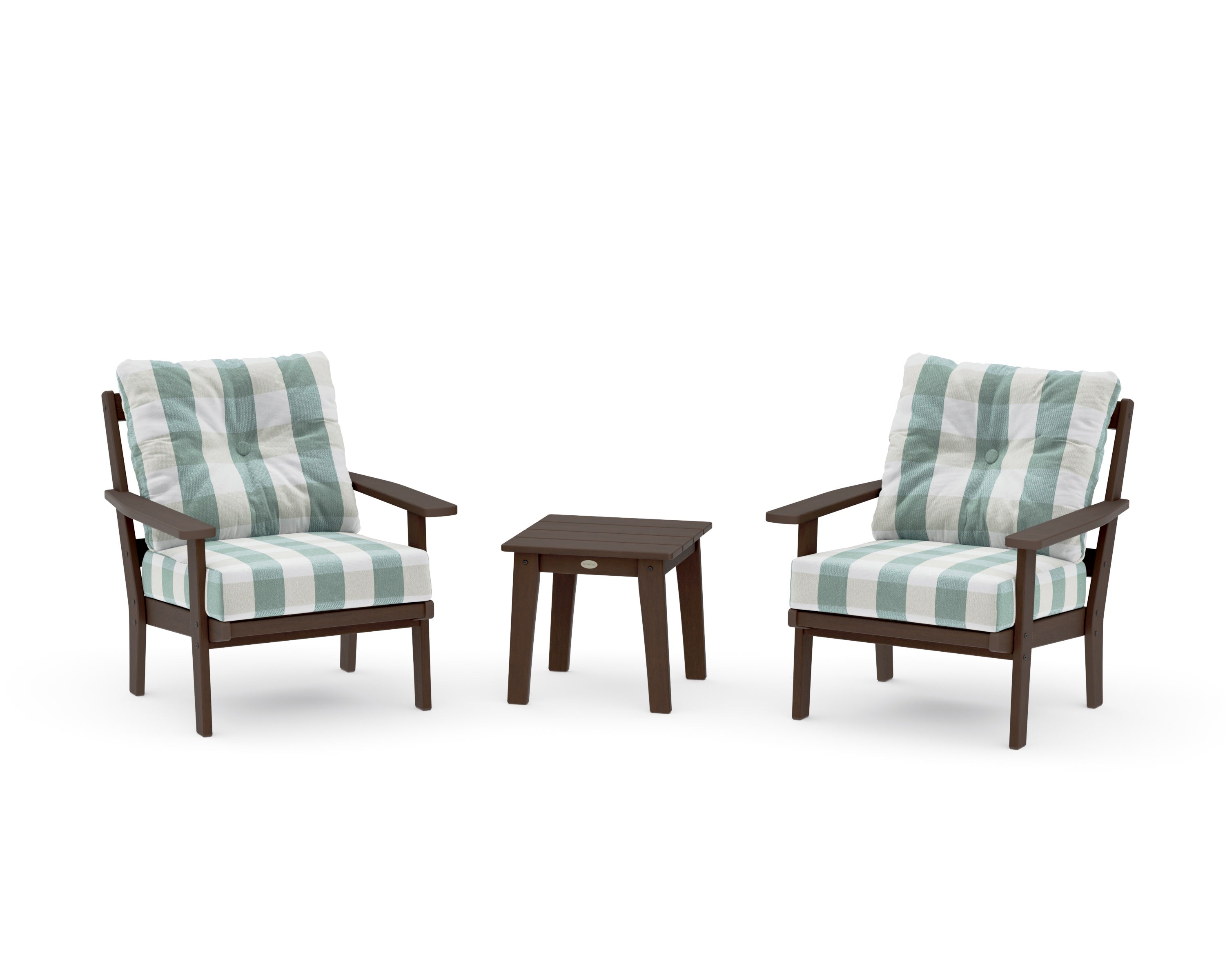 Prairie 3-Piece Deep Seating Set in Kona / Buffalo Plaid Glacier Spa
