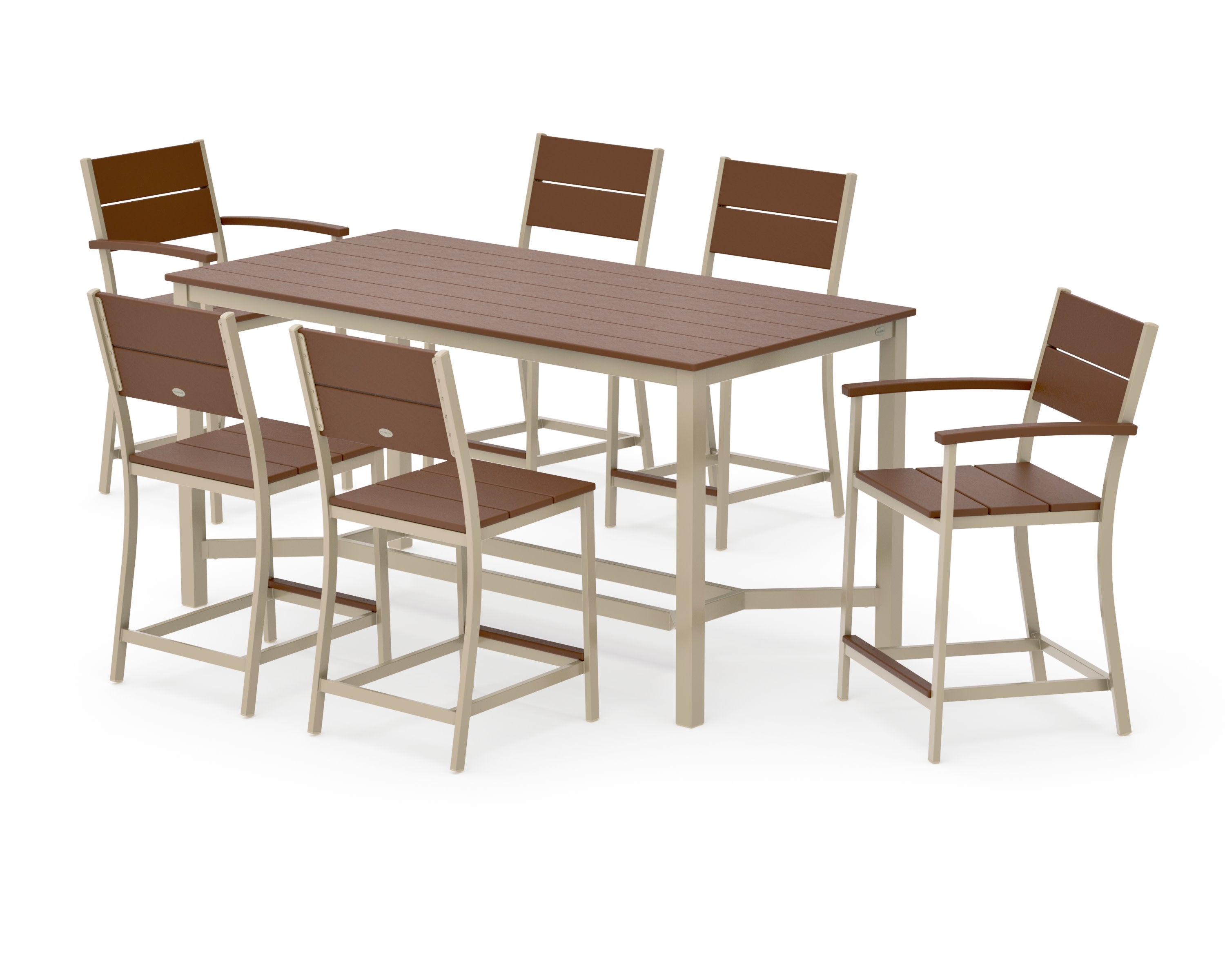 Main Street 7-Piece Counter Set in Sand / Teak