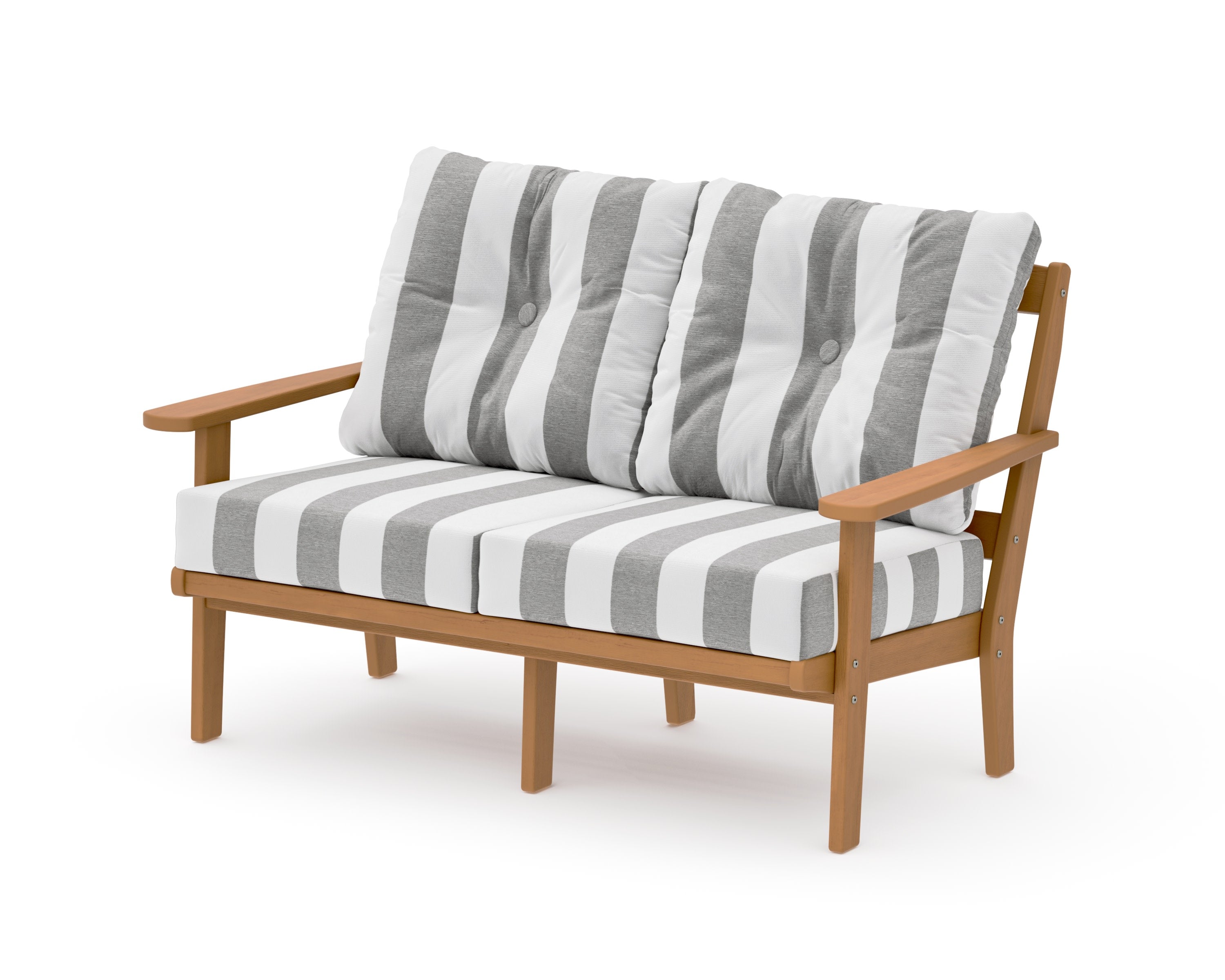 Mission Deep SeatingLoveseat in Natural / Cabana Stripe Grey Mist