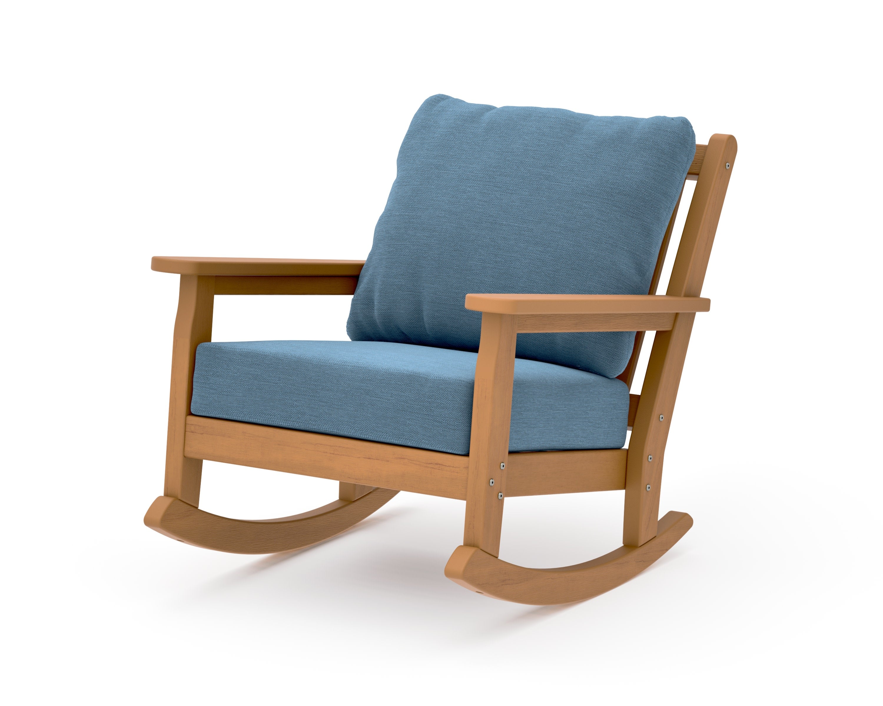 Chippendale Deep Seating Rocking Chair in Natural / Sky Blue