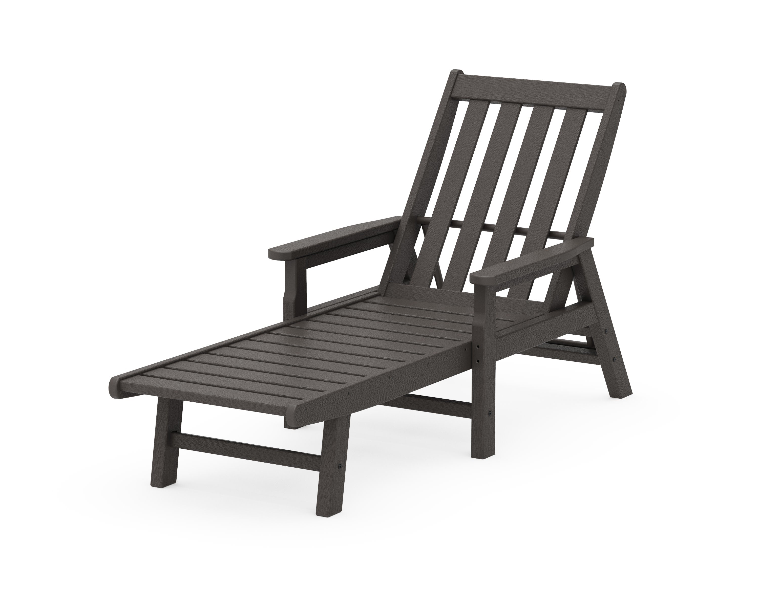 Vineyard Chaise with Arms in Vintage Coffee