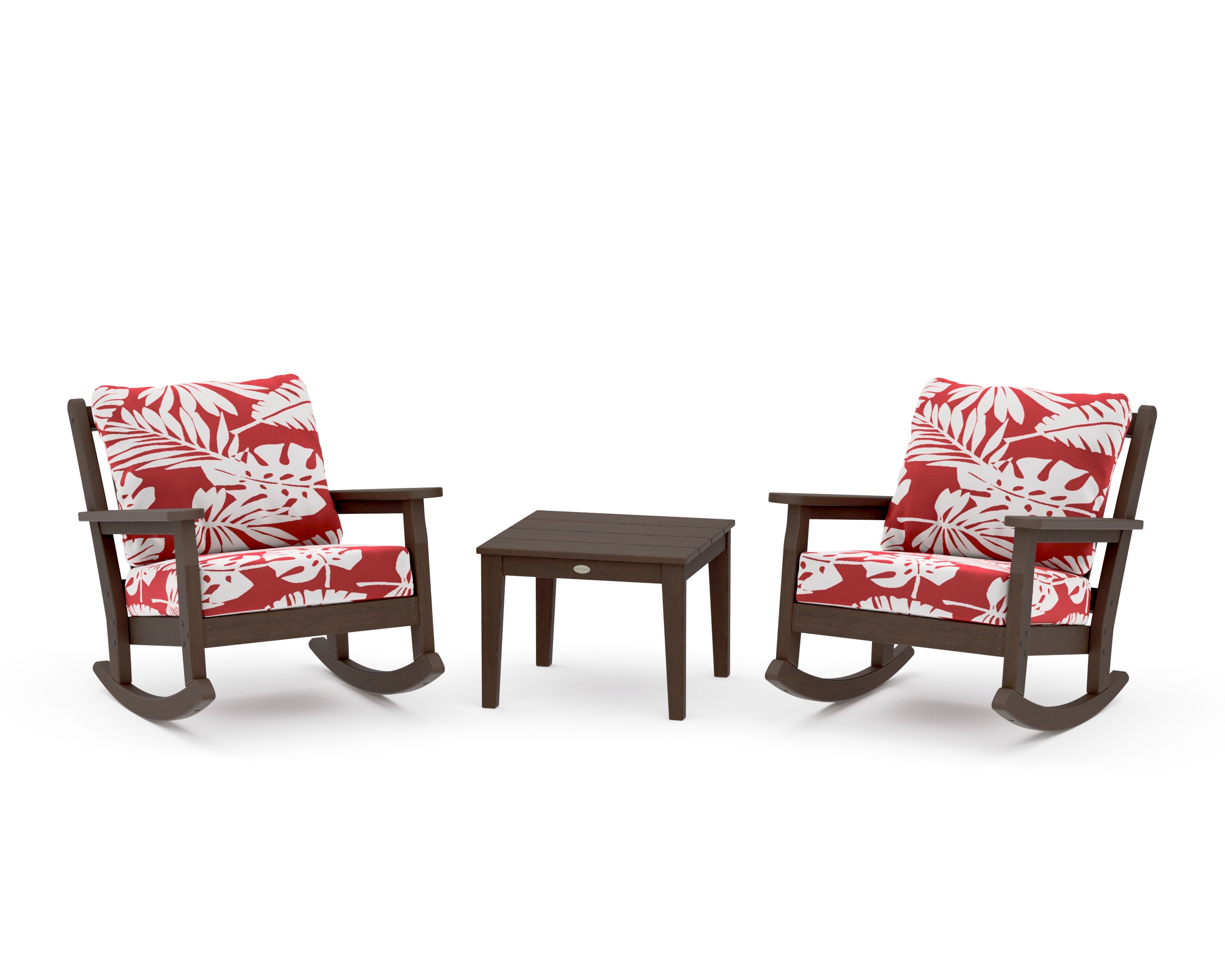 Chippendale 3-Piece Deep Seating Rocker Set in Kona / Leaf Crimson