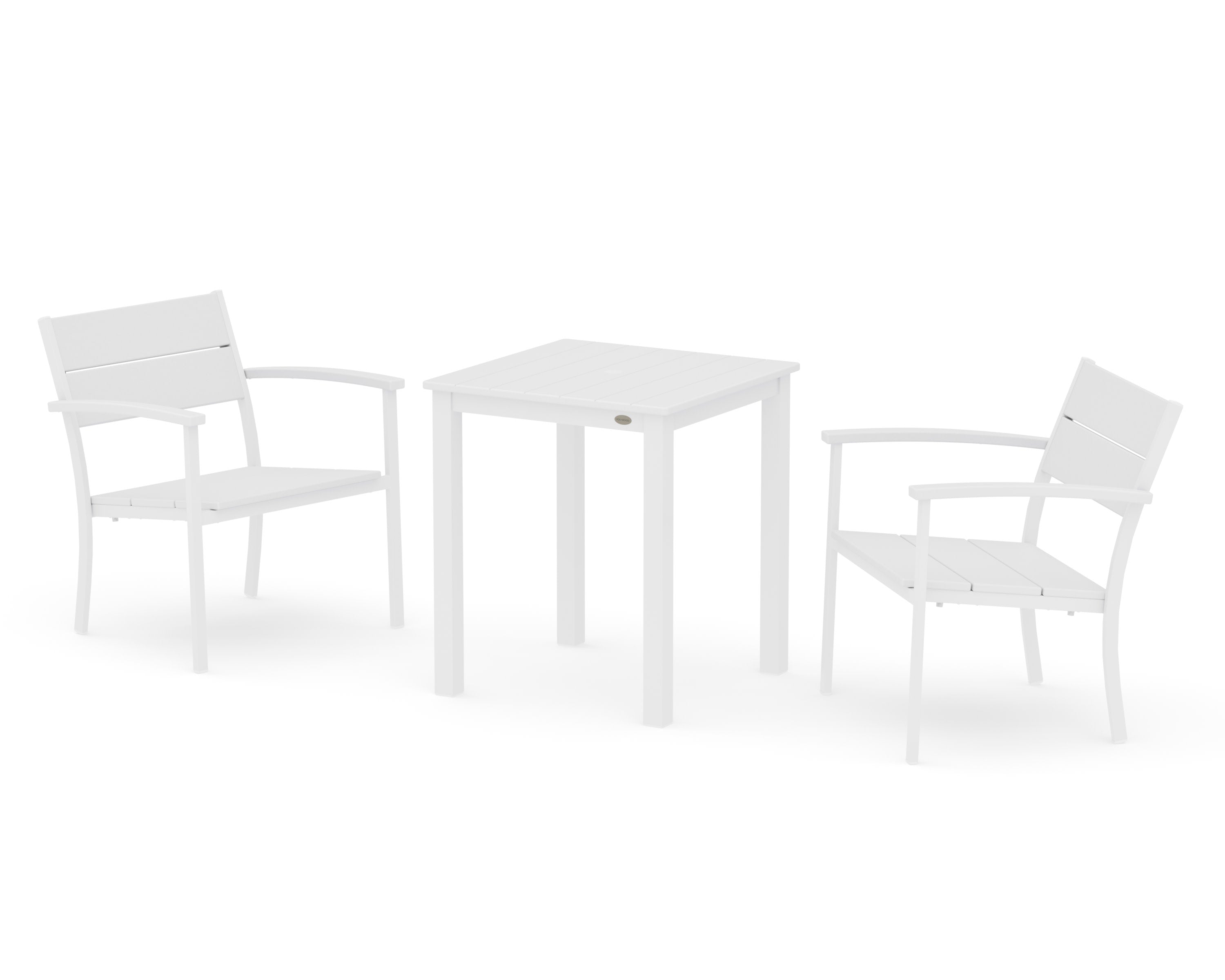 Main Street 3-Piece Square Dining Set in White / White