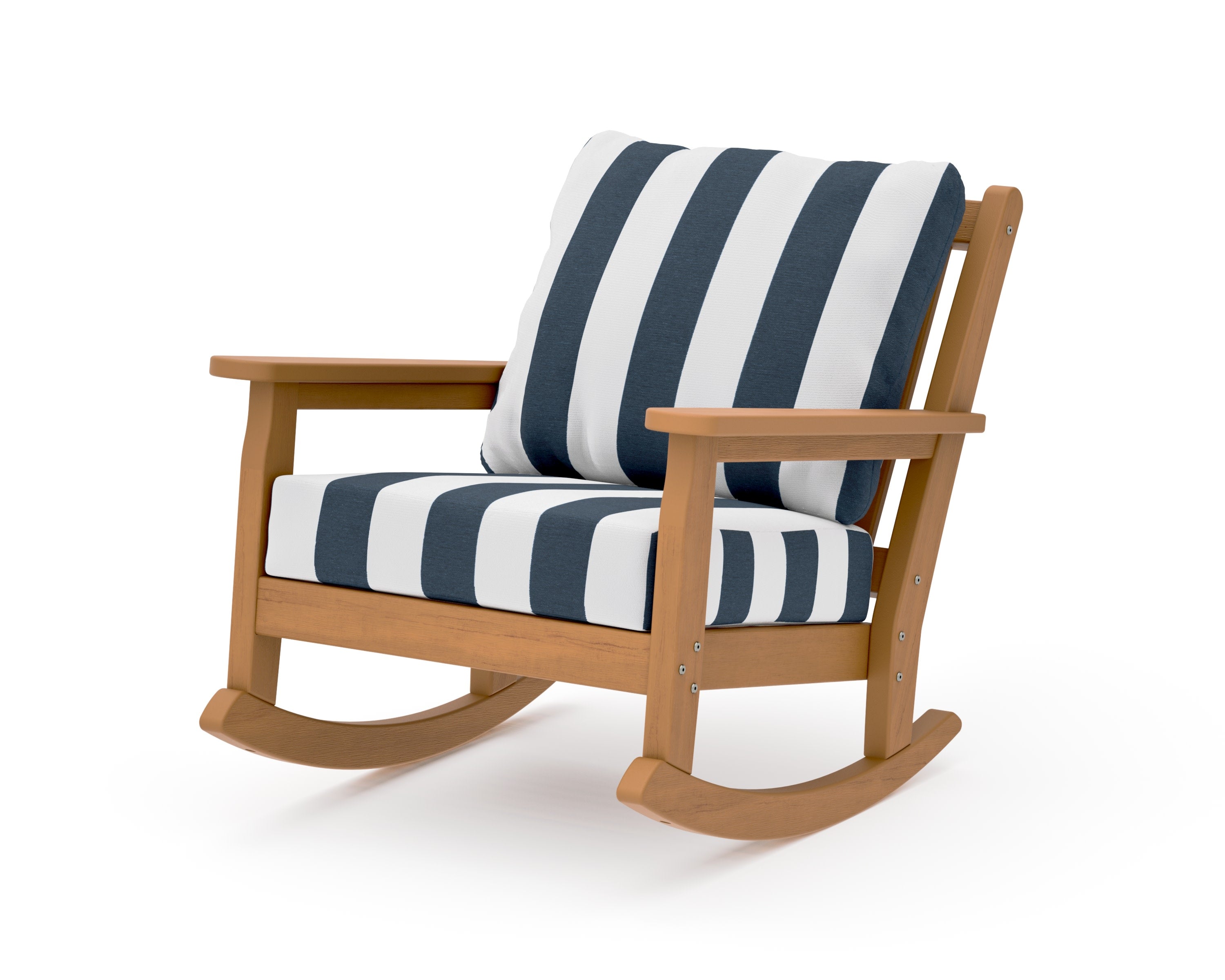 Chippendale Deep Seating Rocking Chair in Natural / Cabana Stripe Marine Indigo