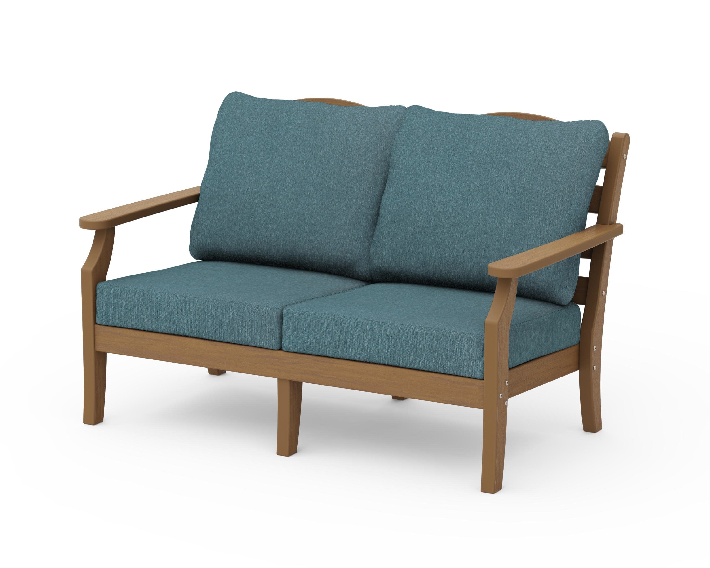 Savannah Deep Seating Loveseat in Natural / Ocean Teal