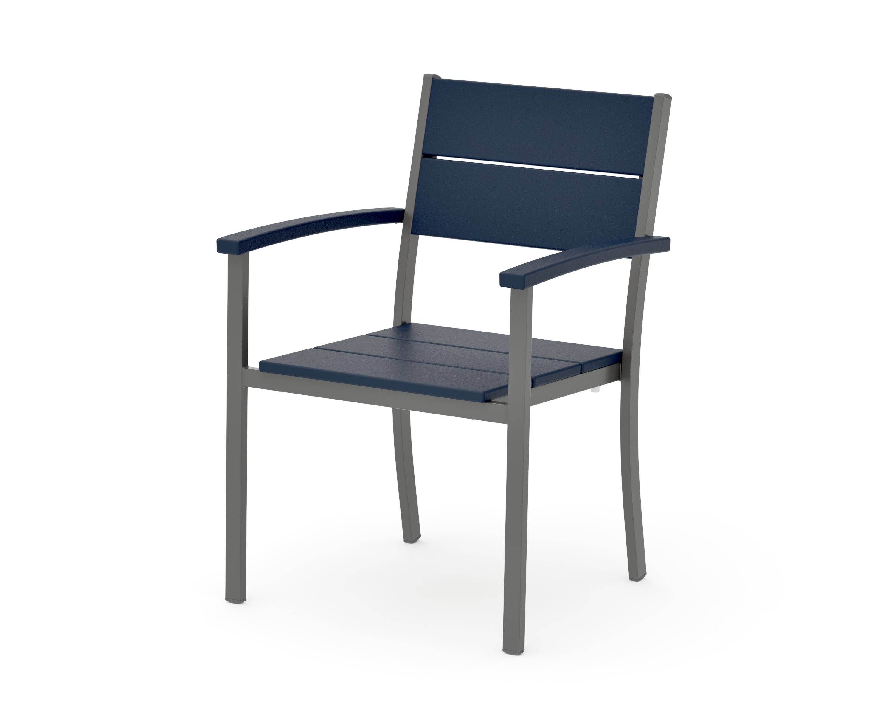 Main Street Stacking Dining Arm Chair in Charcoal / Navy