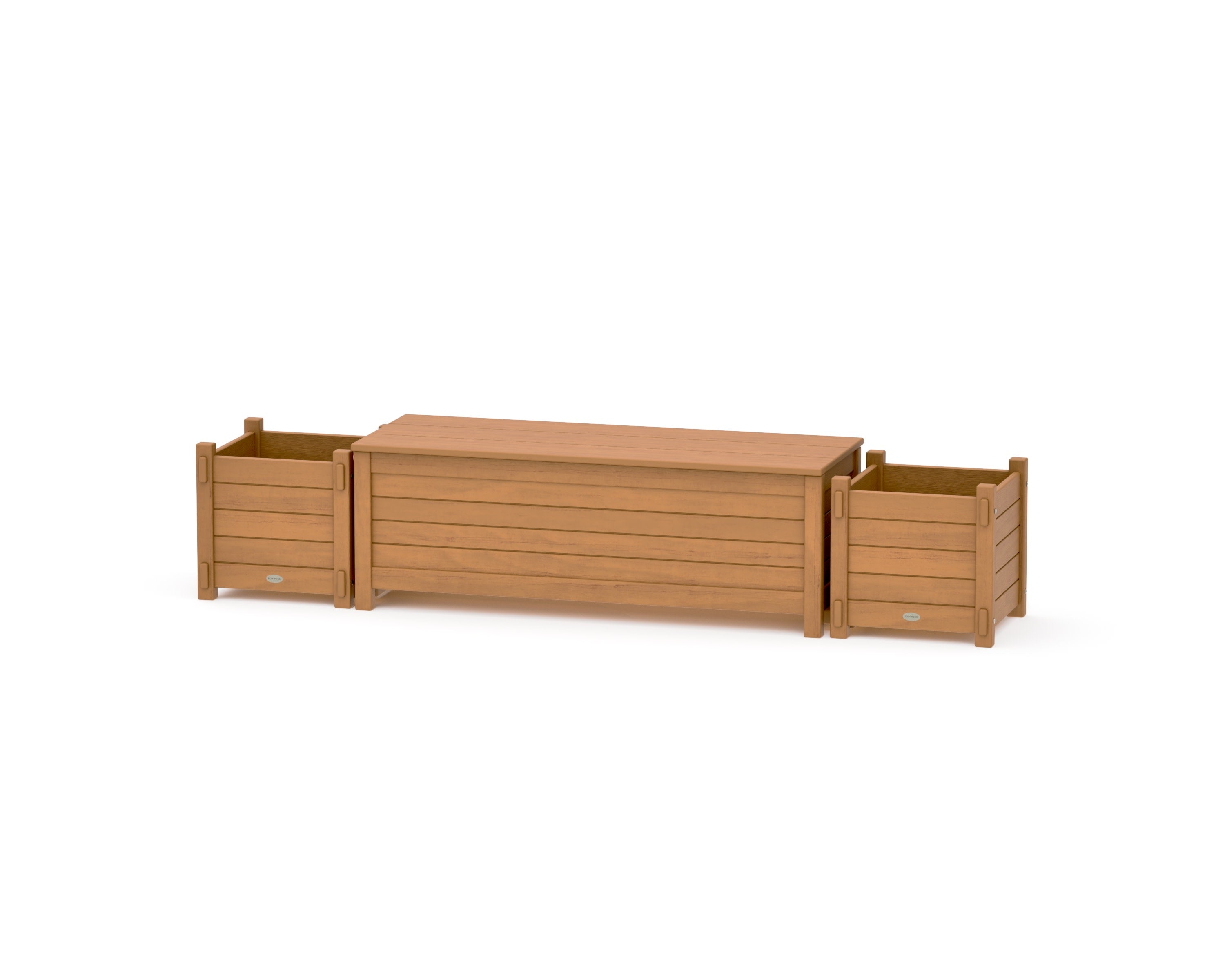 48" Nautical Straight Planter Storage Bench Set in Natural