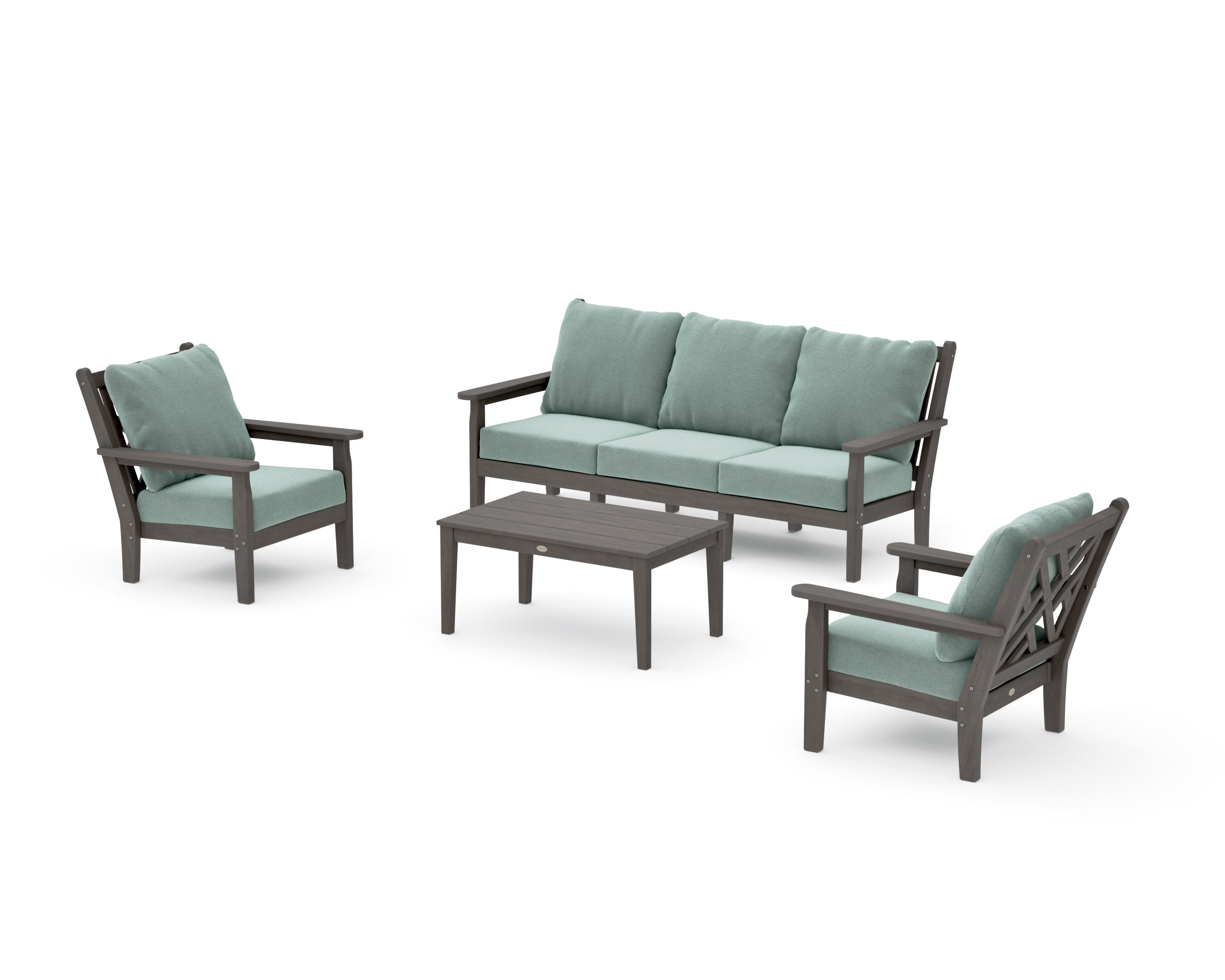 Chippendale 4-Piece Deep Seating Set with Sofa in Driftwood / Glacier Spa