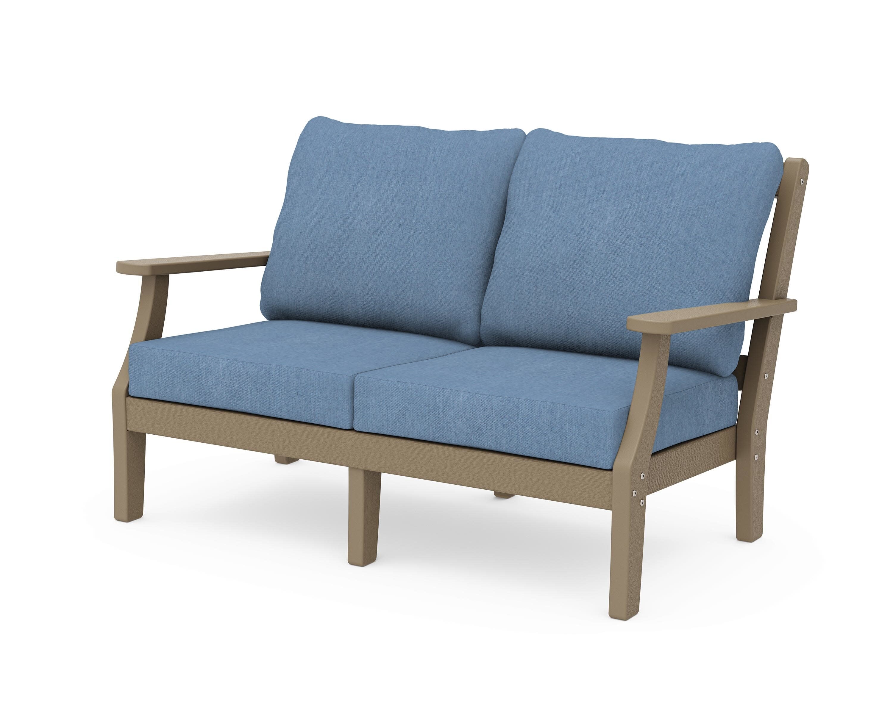 Chinoiserie Deep Seating Loveseat in Vintage Sahara / Sky Blue
