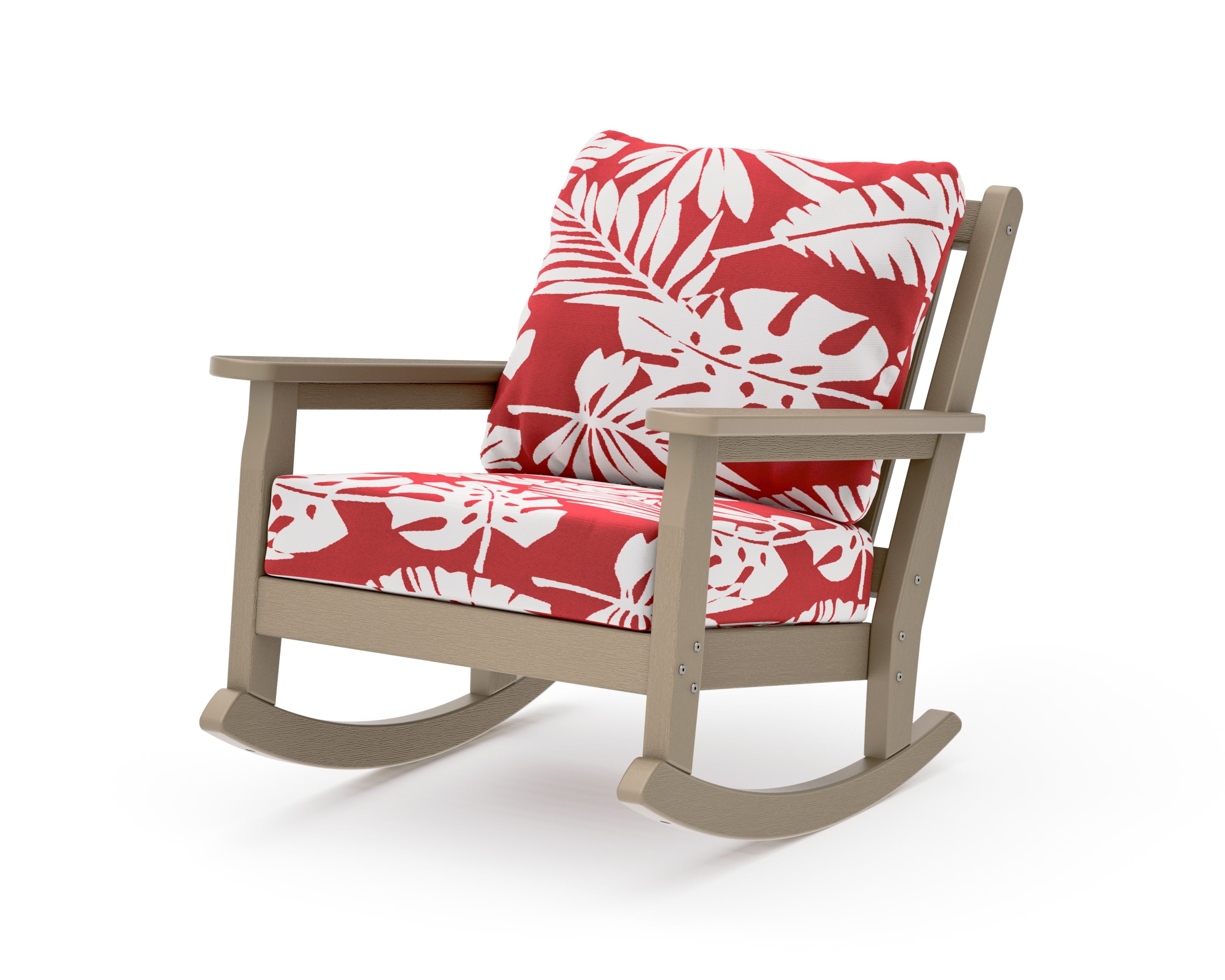 Chippendale Deep Seating Rocking Chair in Vintage Sahara / Leaf Crimson