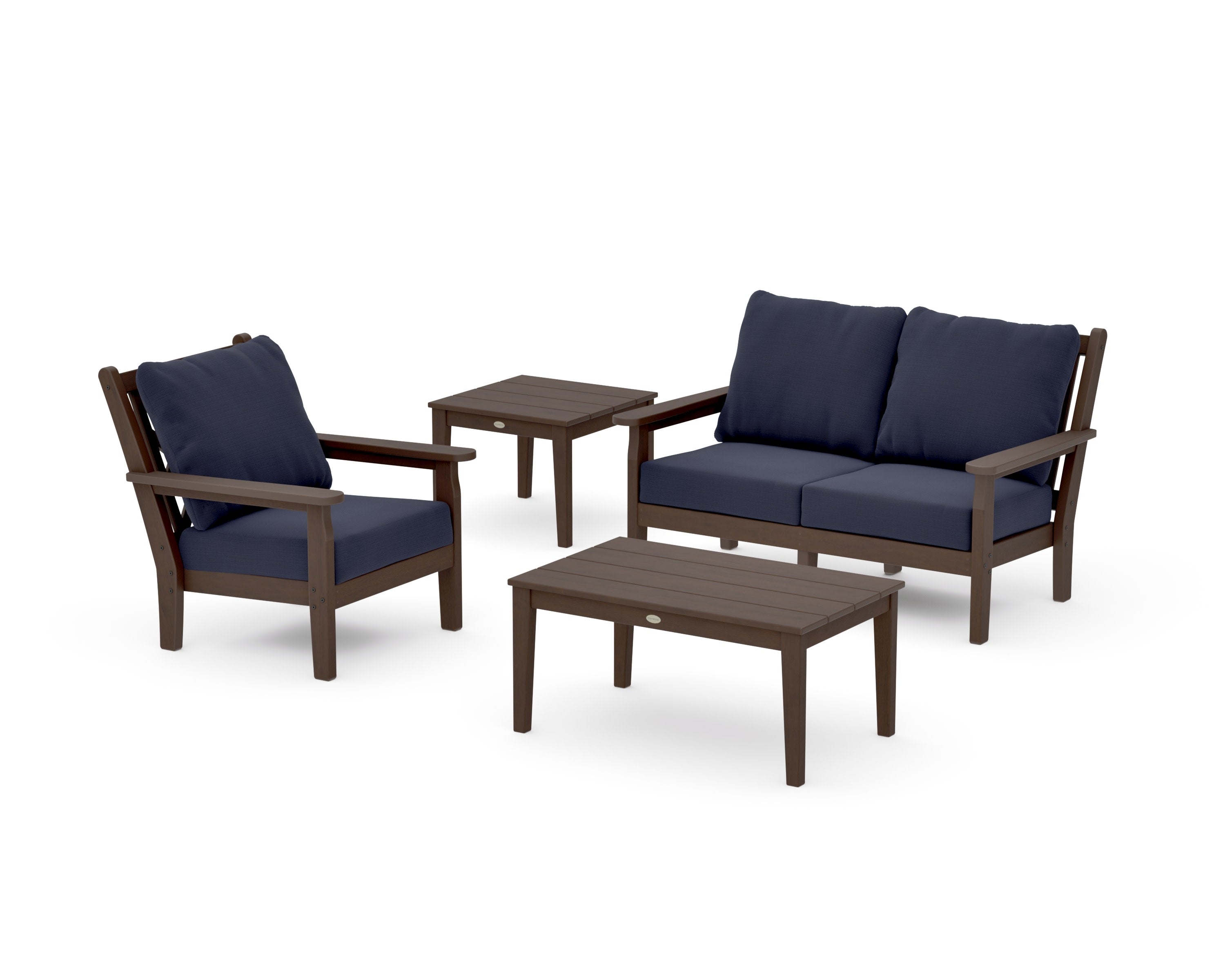 Chippendale 4-Piece Deep Seating Set in Kona / Navy Linen