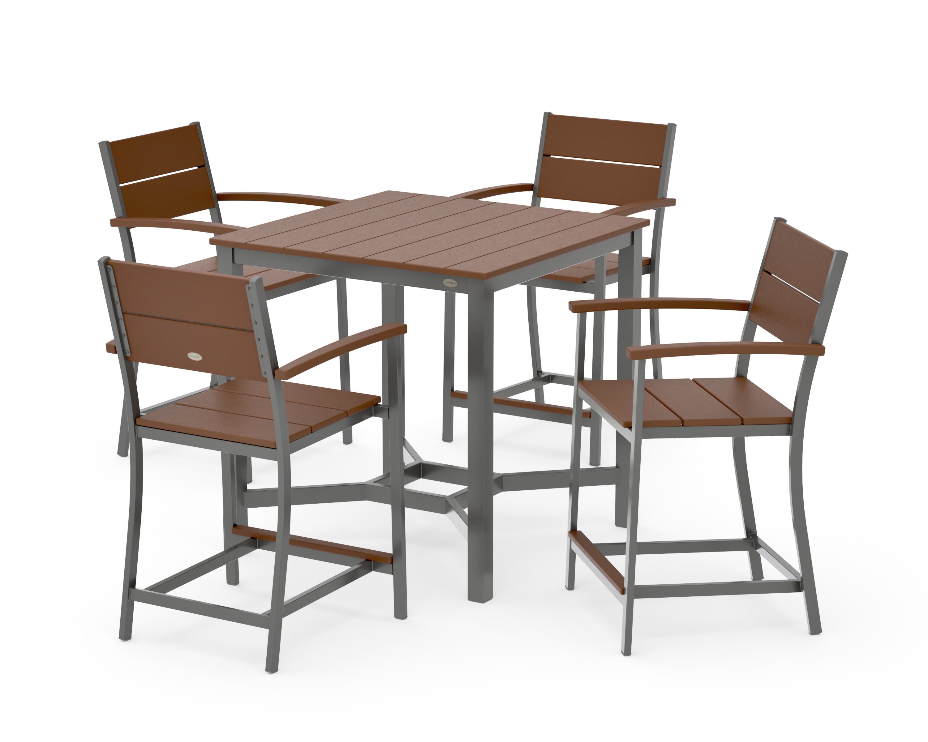 Main Street 5-Piece Counter Set in Charcoal / Teak