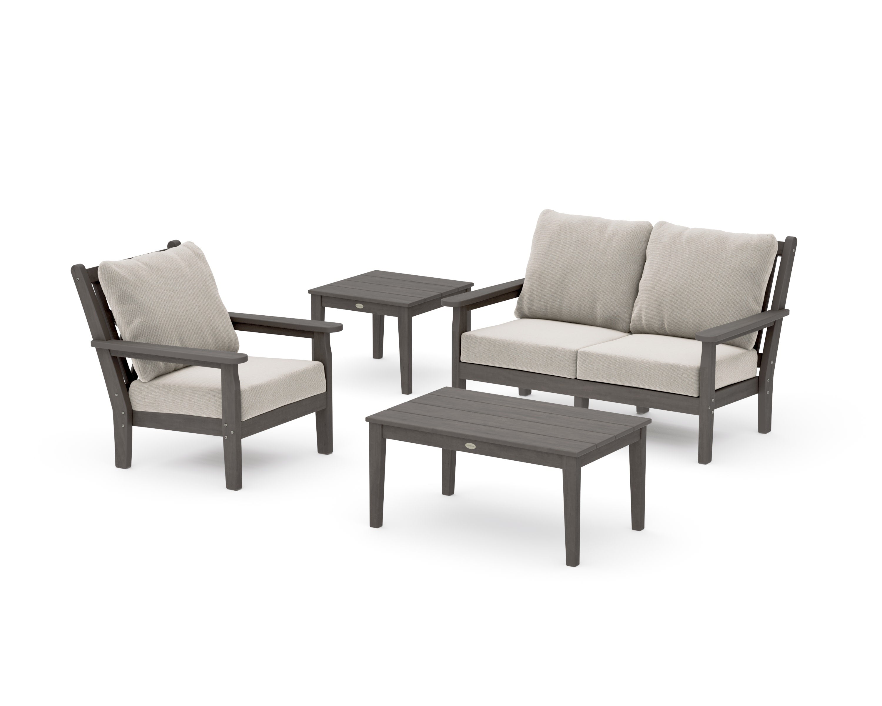 Chippendale 4-Piece Deep Seating Set in Driftwood / Dune Burlap