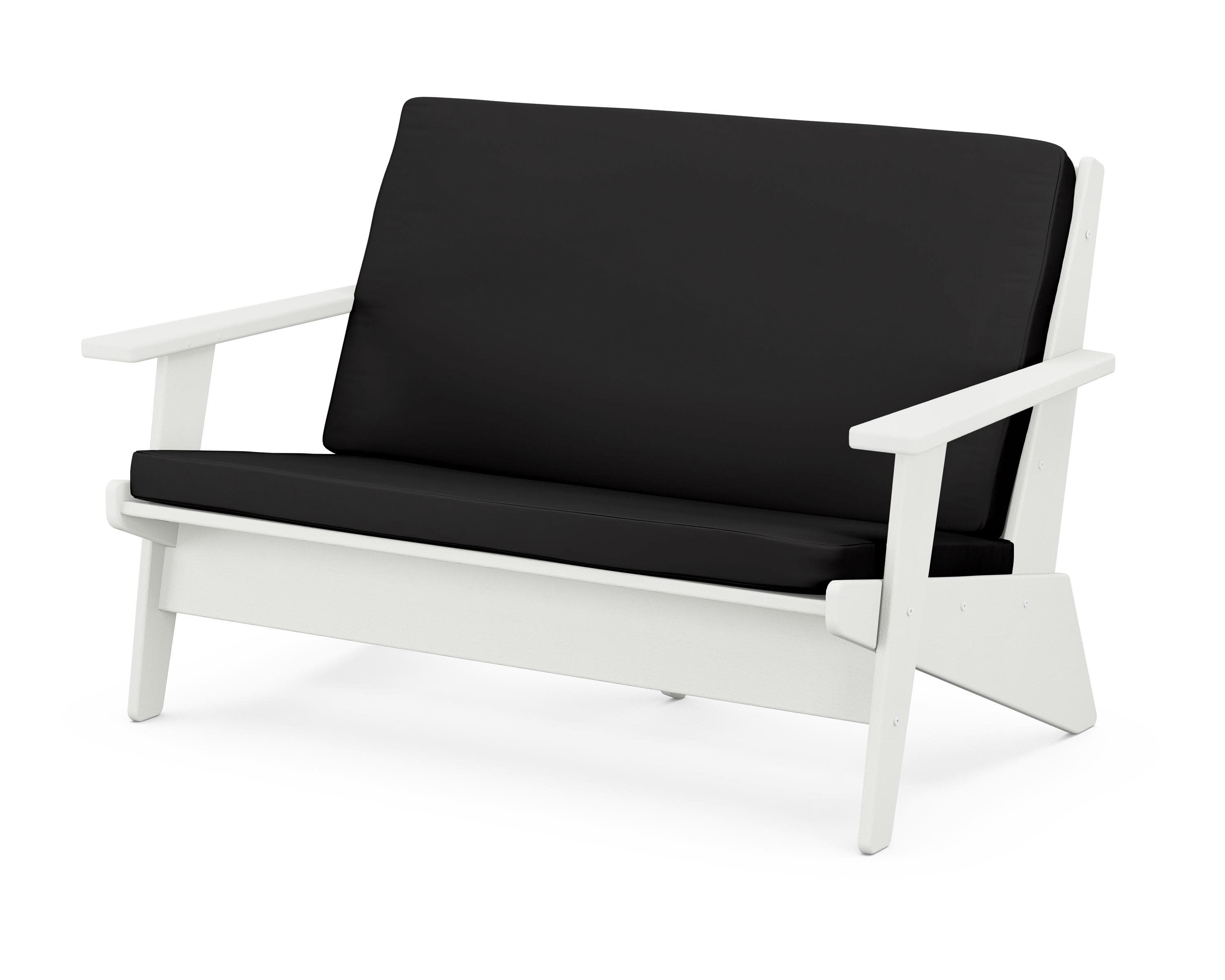 Riviera Modern Lounge Loveseat in Vintage White / Canvas Black