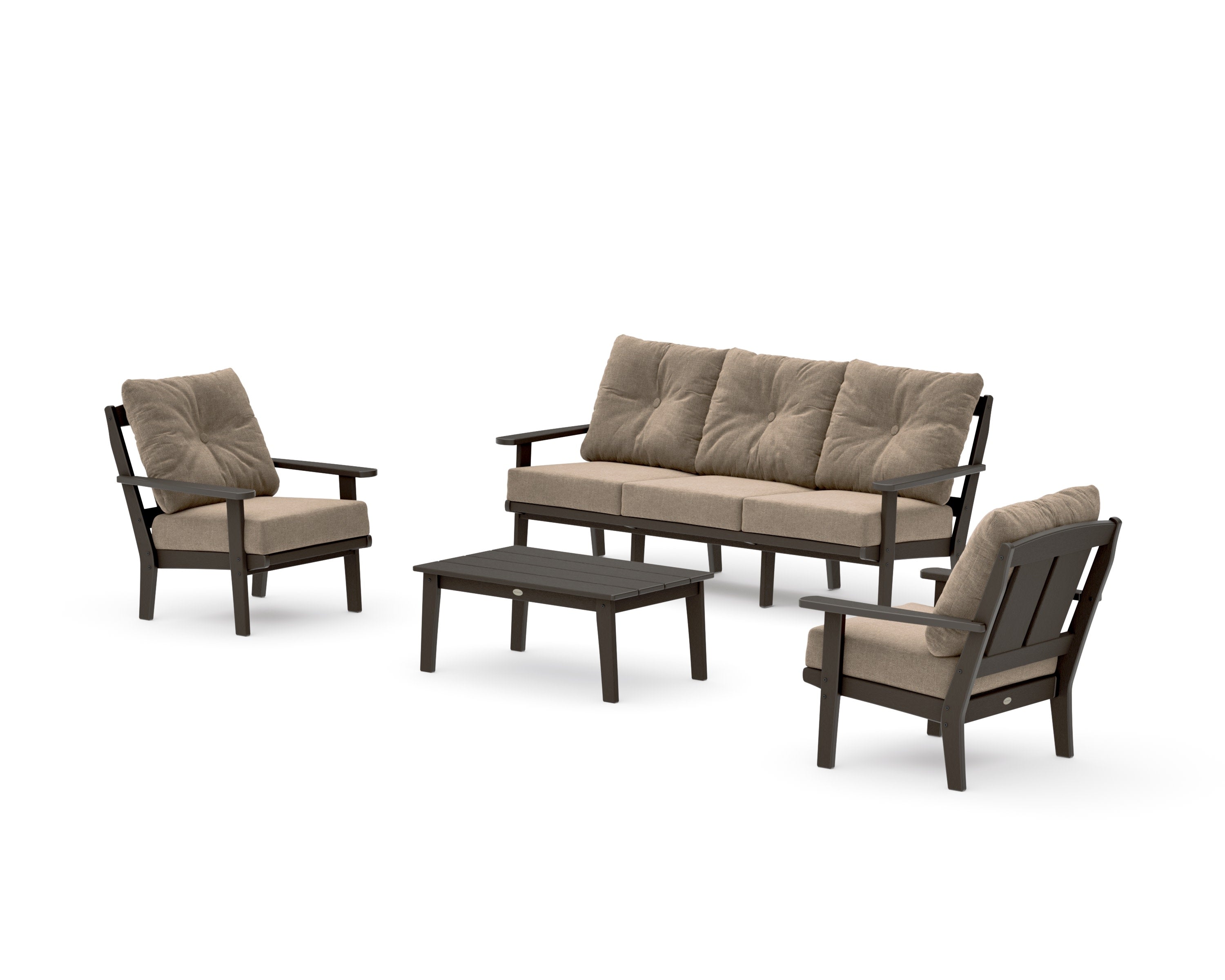 Mission 4-Piece Deep Seating Set with Sofa in Vintage Coffee / Spiced Burlap