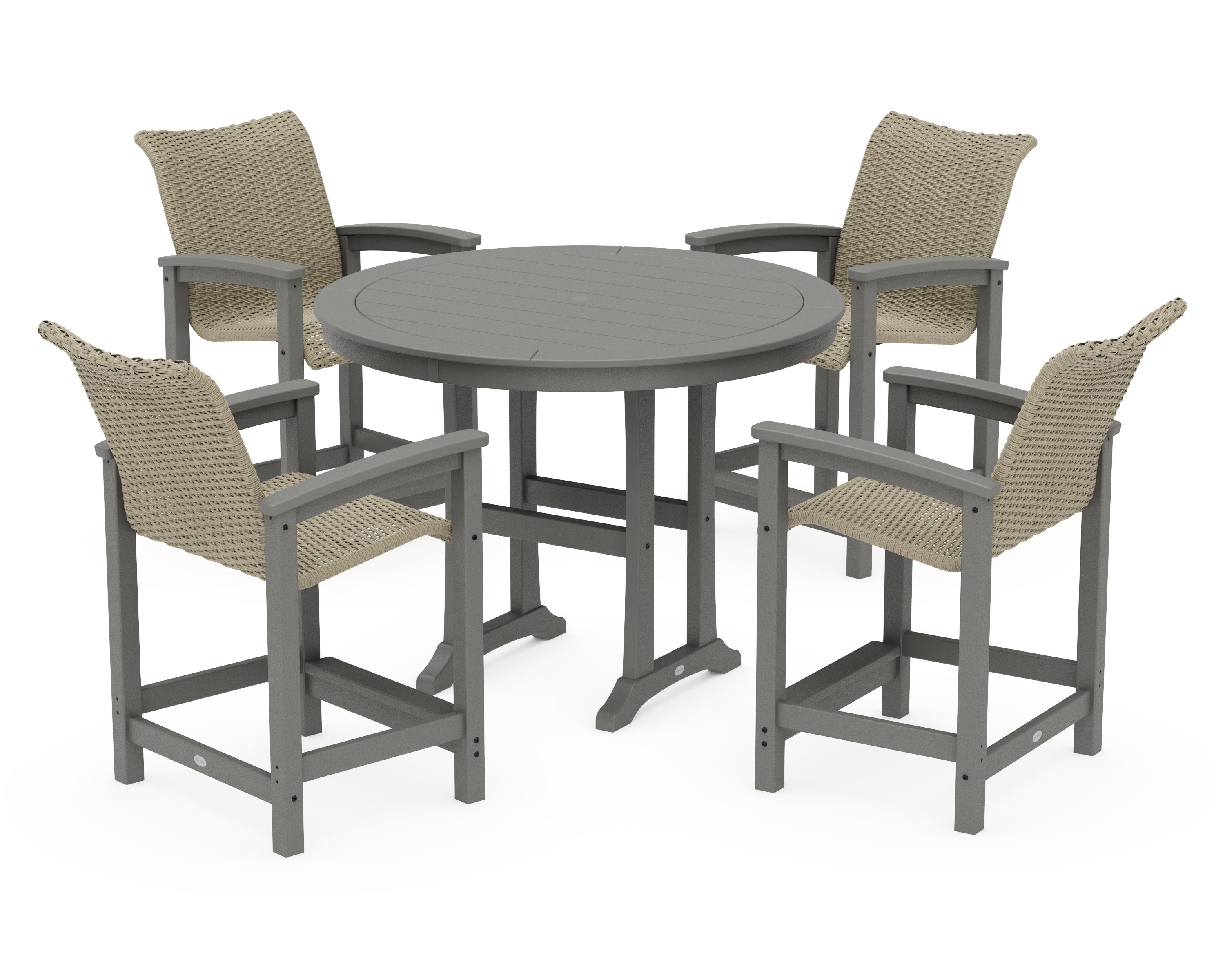 Coastal Woven 5-Piece Round Counter Set