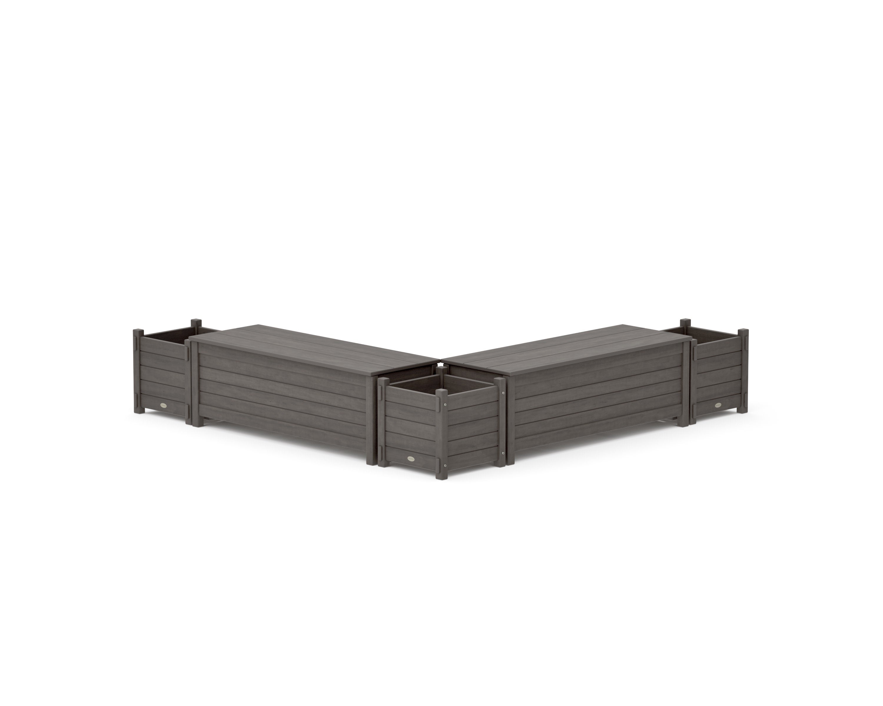 48" Nautical L- Shaped Planter Storage Bench Corner Set in Driftwood