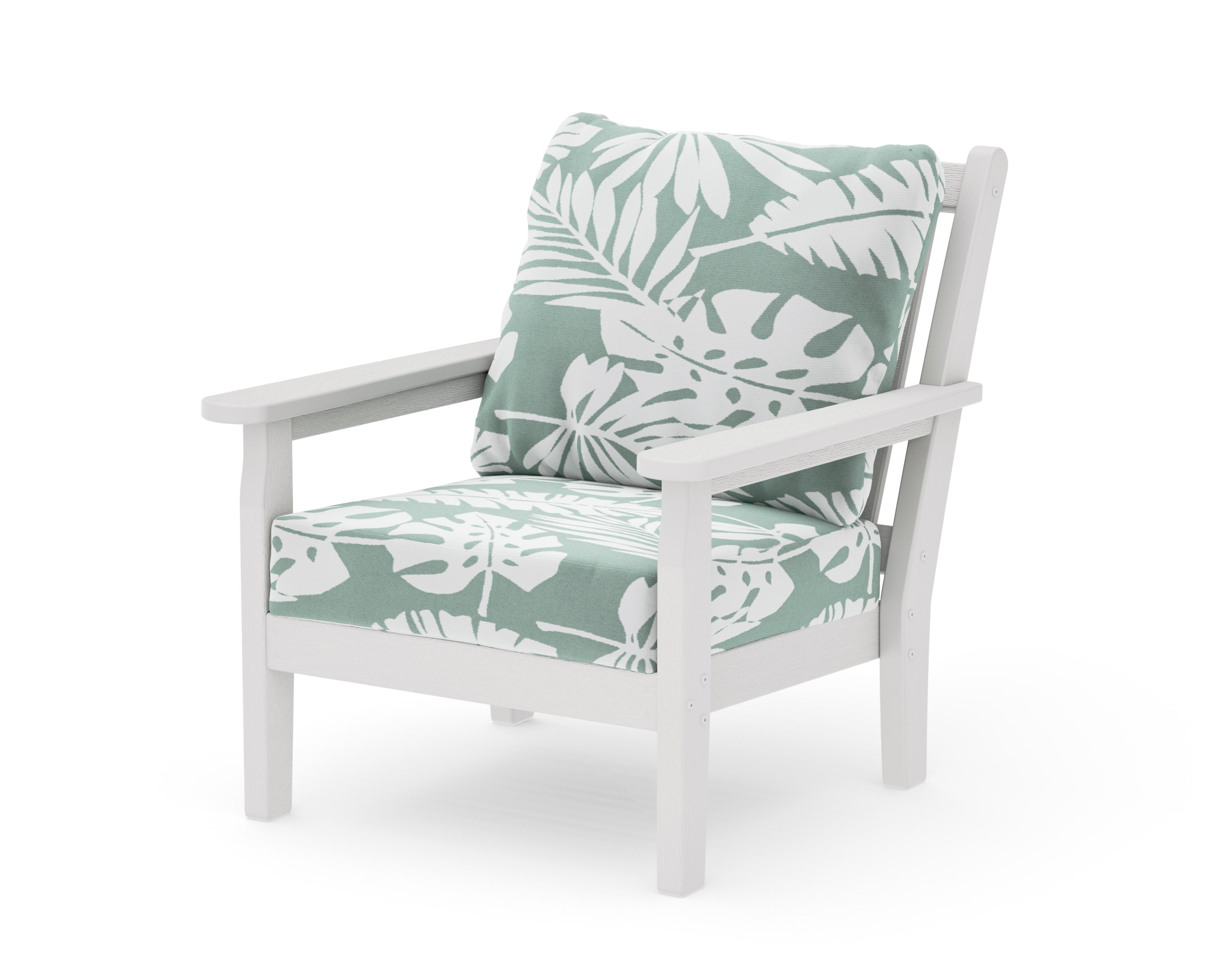 Chippendale Deep Seating Chair in Vintage White / Leaf Glacier Spa