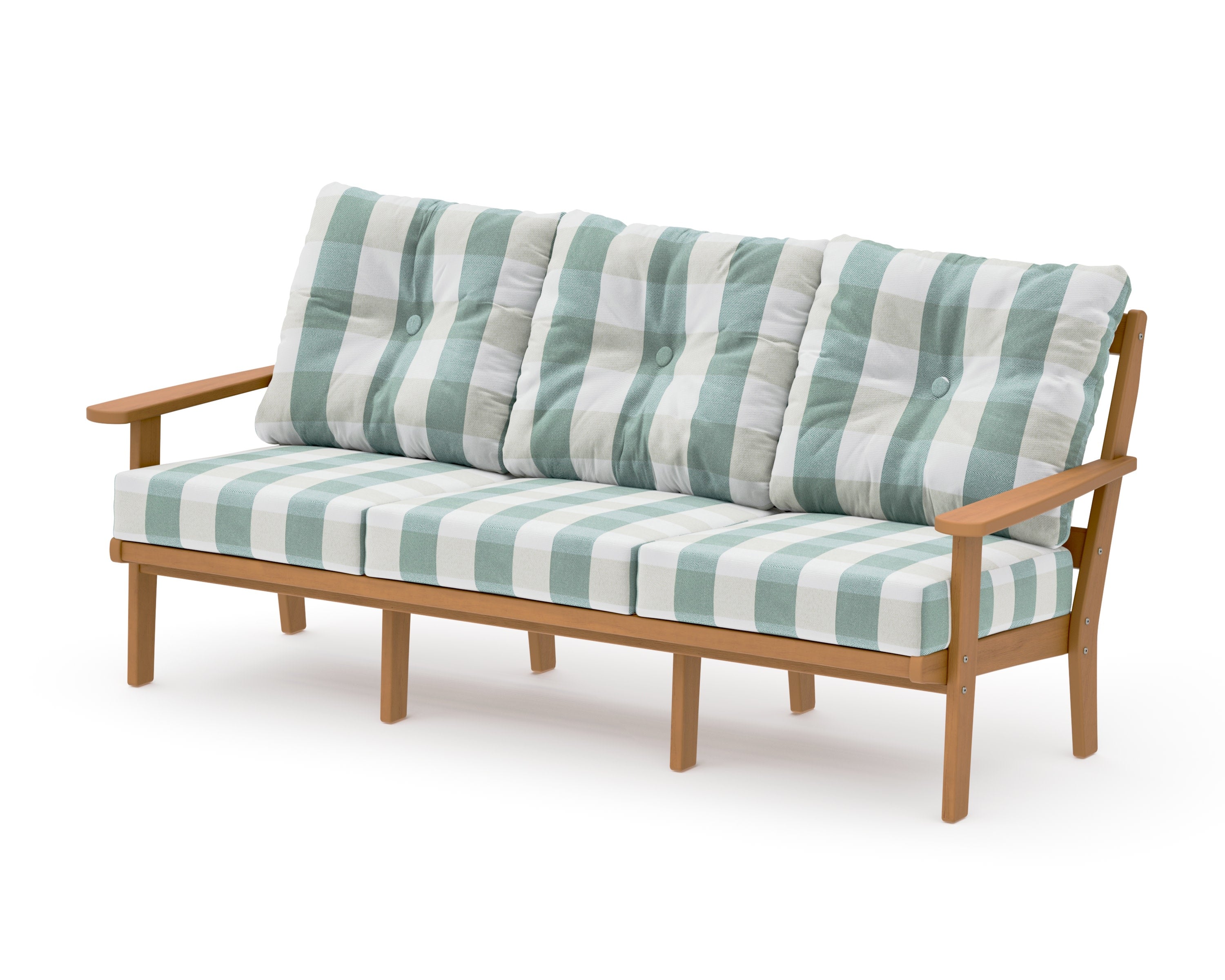 Mission Deep Seating Sofa in Natural / Buffalo Plaid Glacier Spa