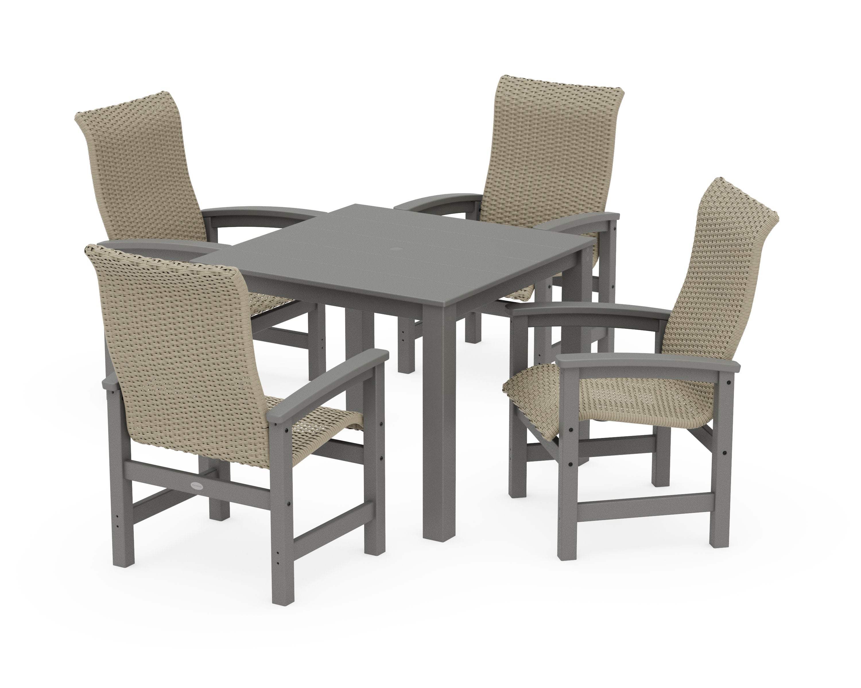 Coastal Woven High-Back 5-Piece Parsons Dining Set