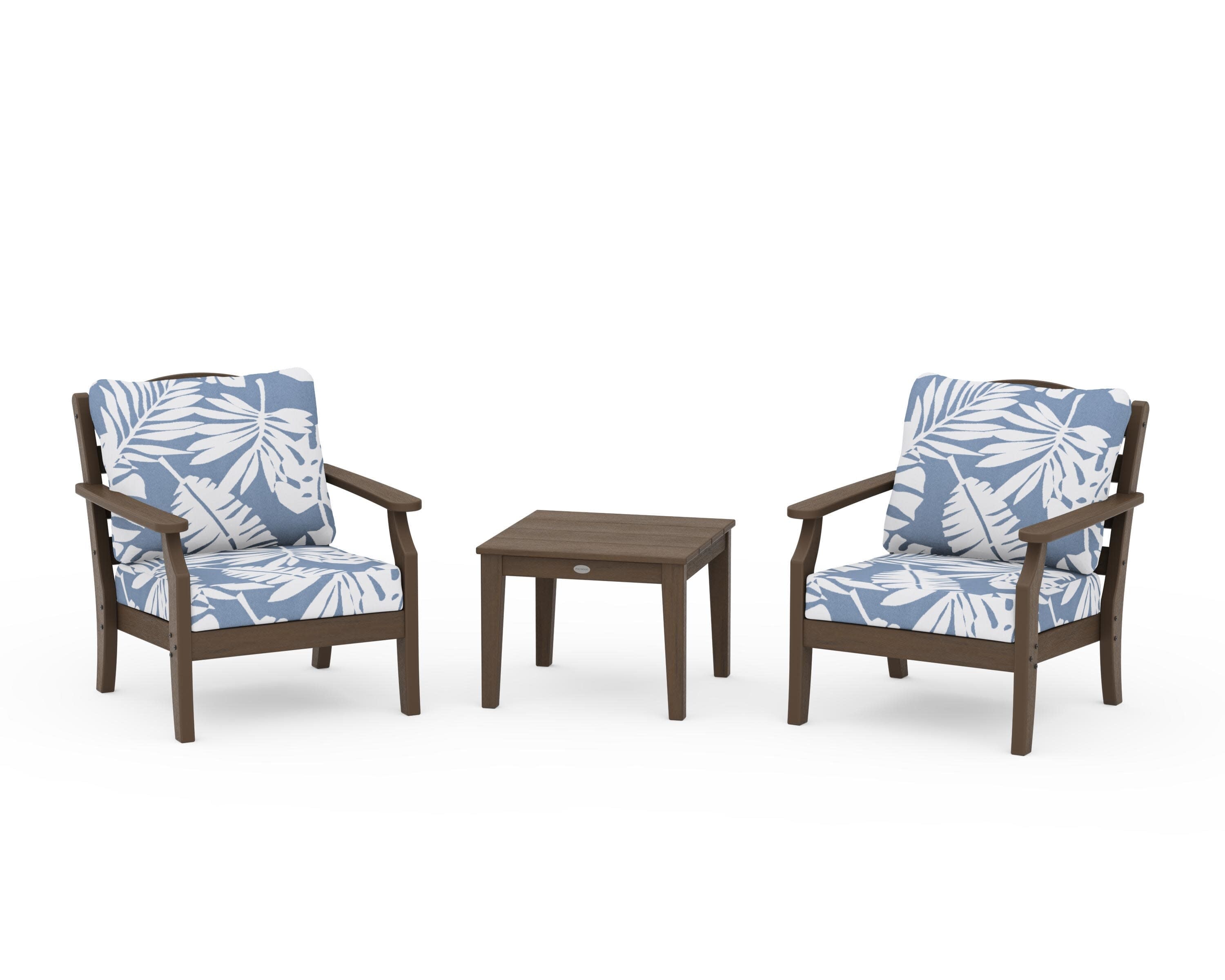 Savannah 3-Piece Deep Seating Set in Kona / Leaf Sky Blue